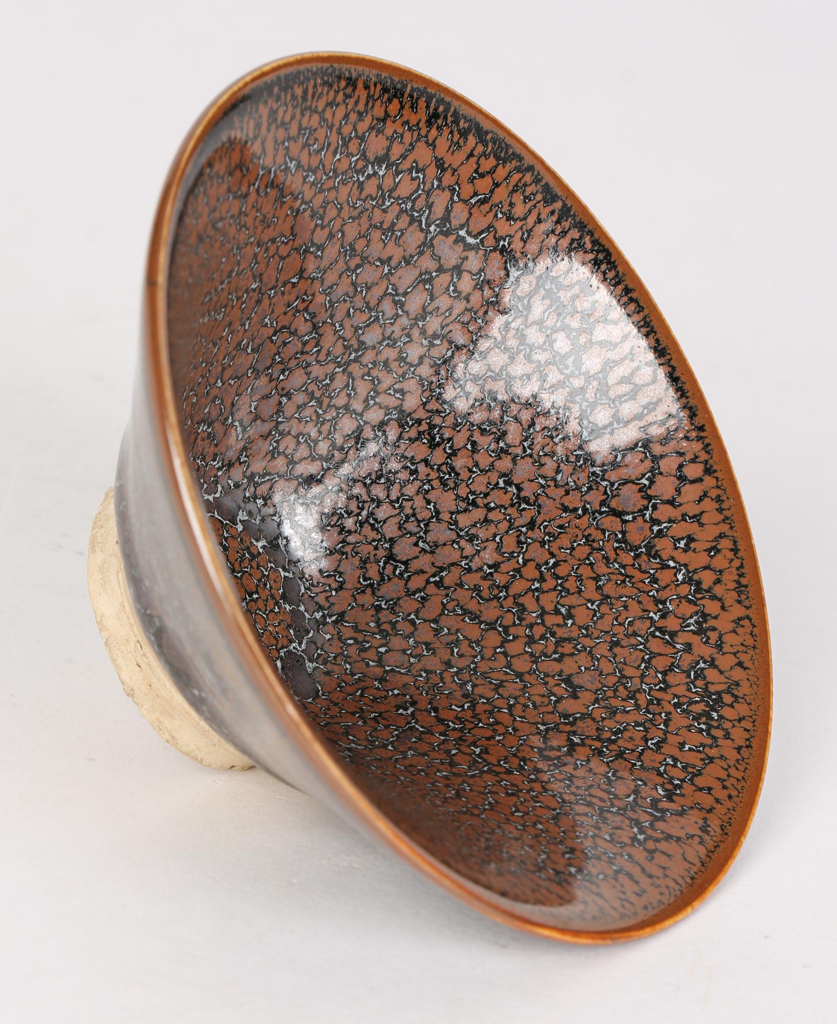 20th Century Chinese Jian Ware Style Brown Oilspot Pattern Pottery Teabowl