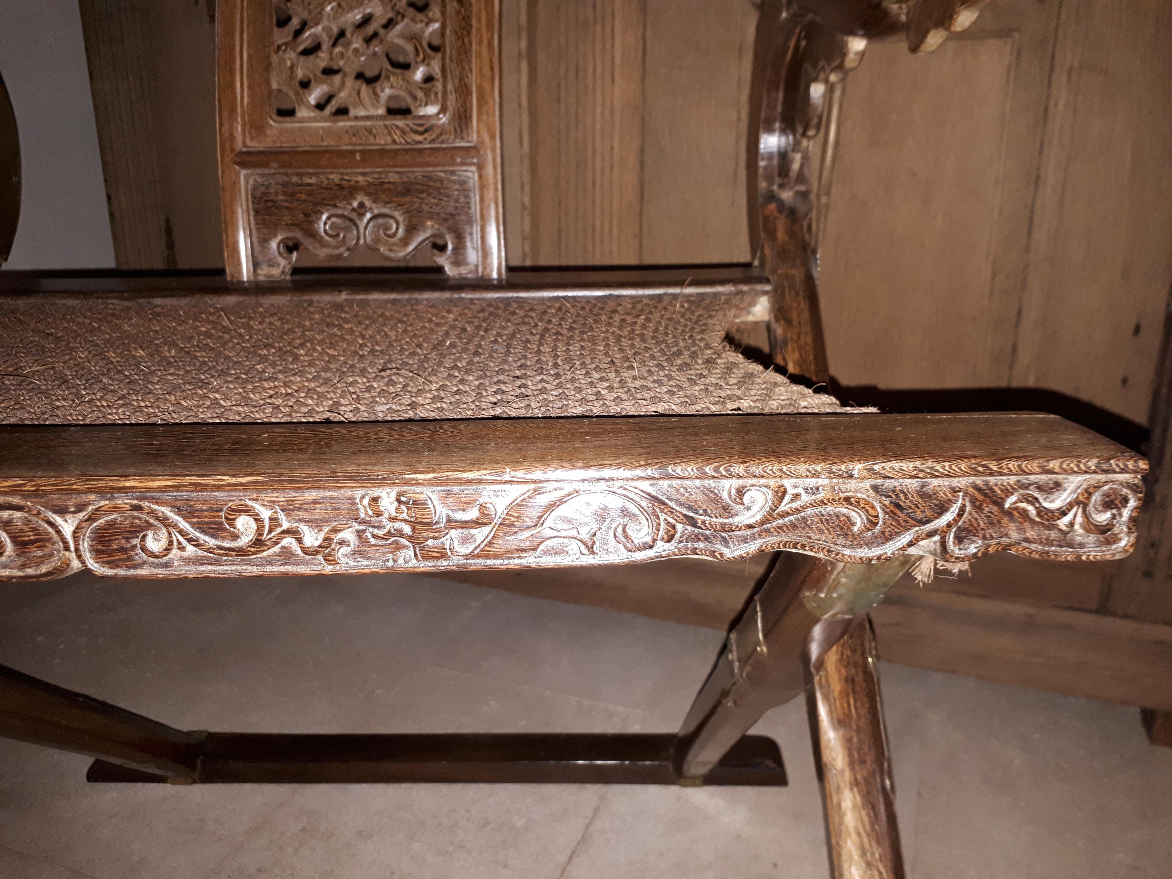 19th Century Chinese Jiaoyi Folding Armchair In Jichimu, China Qing Dynasty For Sale