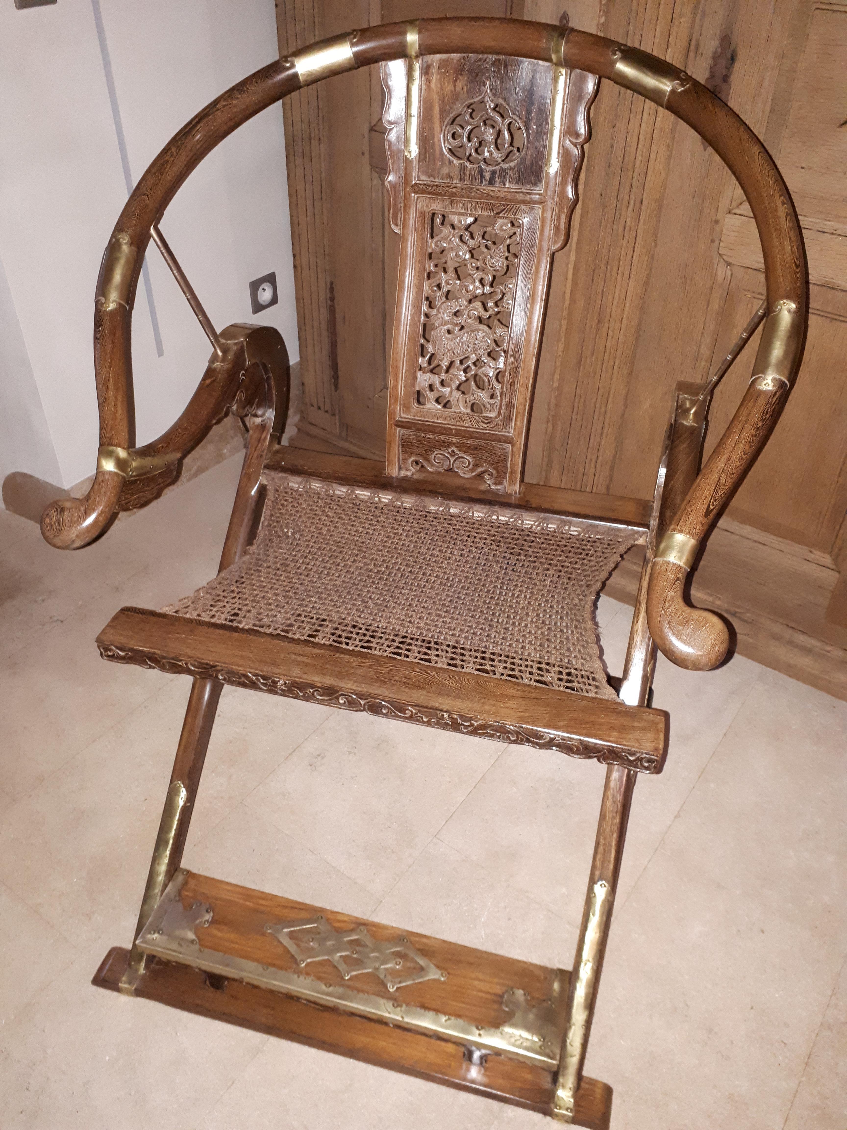 Chinese Jiaoyi Folding Armchair In Jichimu, China Qing Dynasty For Sale 1