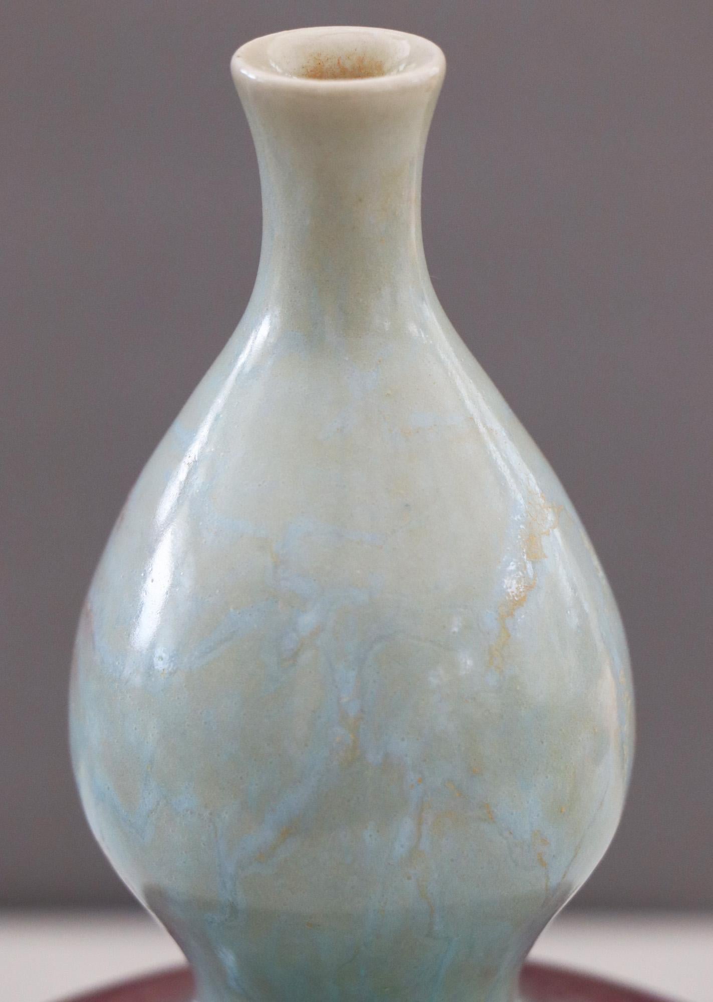 Chinese Jun Style Celadon and Red Glazed Double Gourd Porcelain Vase 2