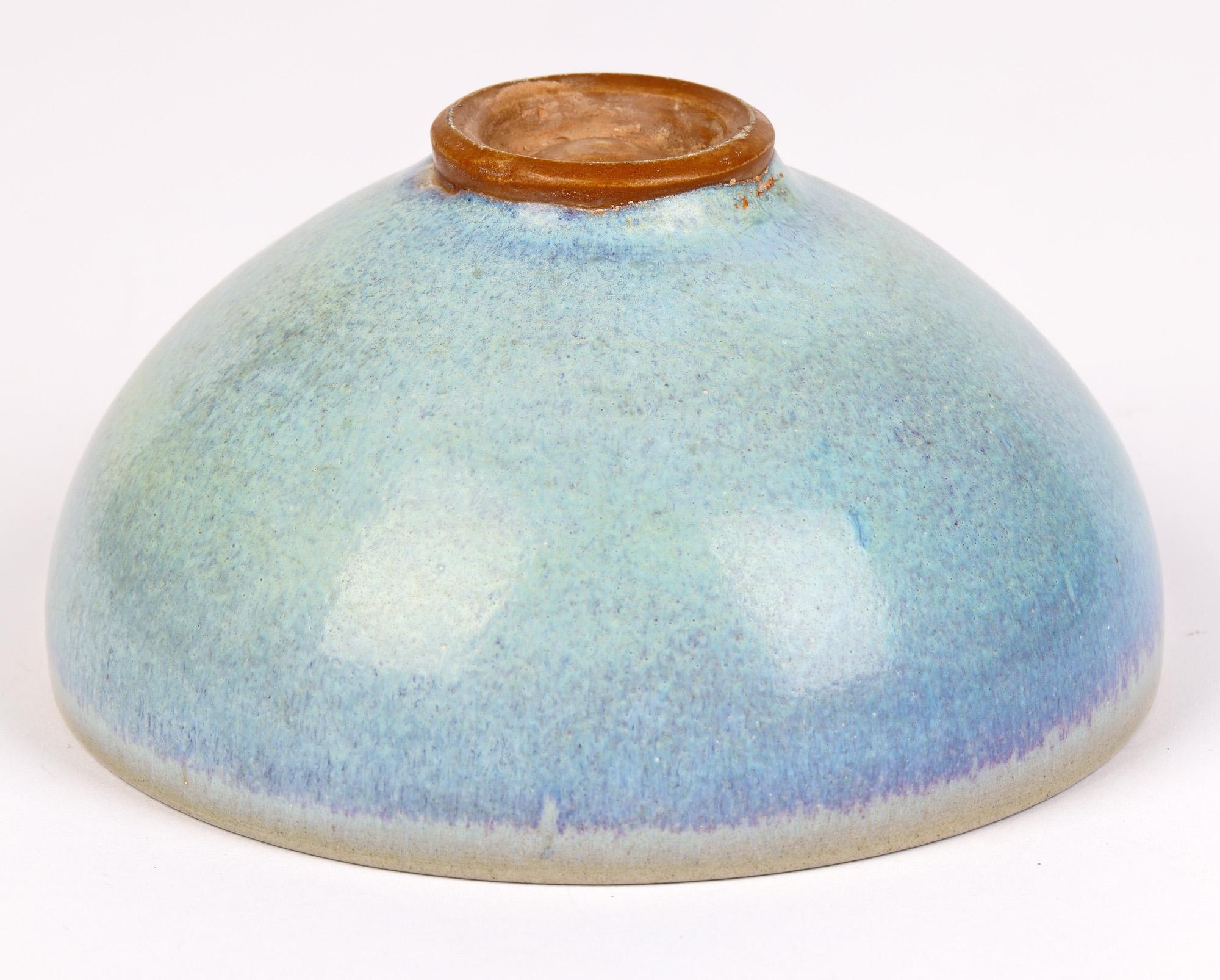 Chinesische Jun Ware Schale aus glasierter Kunstkeramik mit blauem Harenpelz im Angebot 4