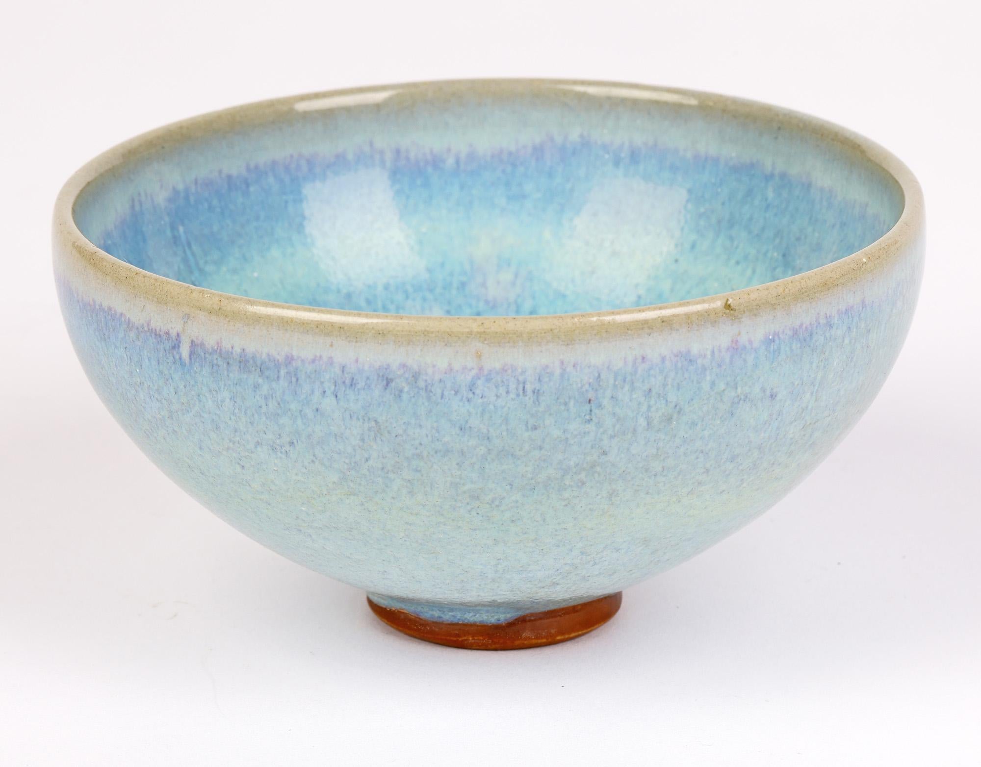 Ciotola in ceramica artistica cinese Jun Ware con pelliccia di lepre blu smaltata 1