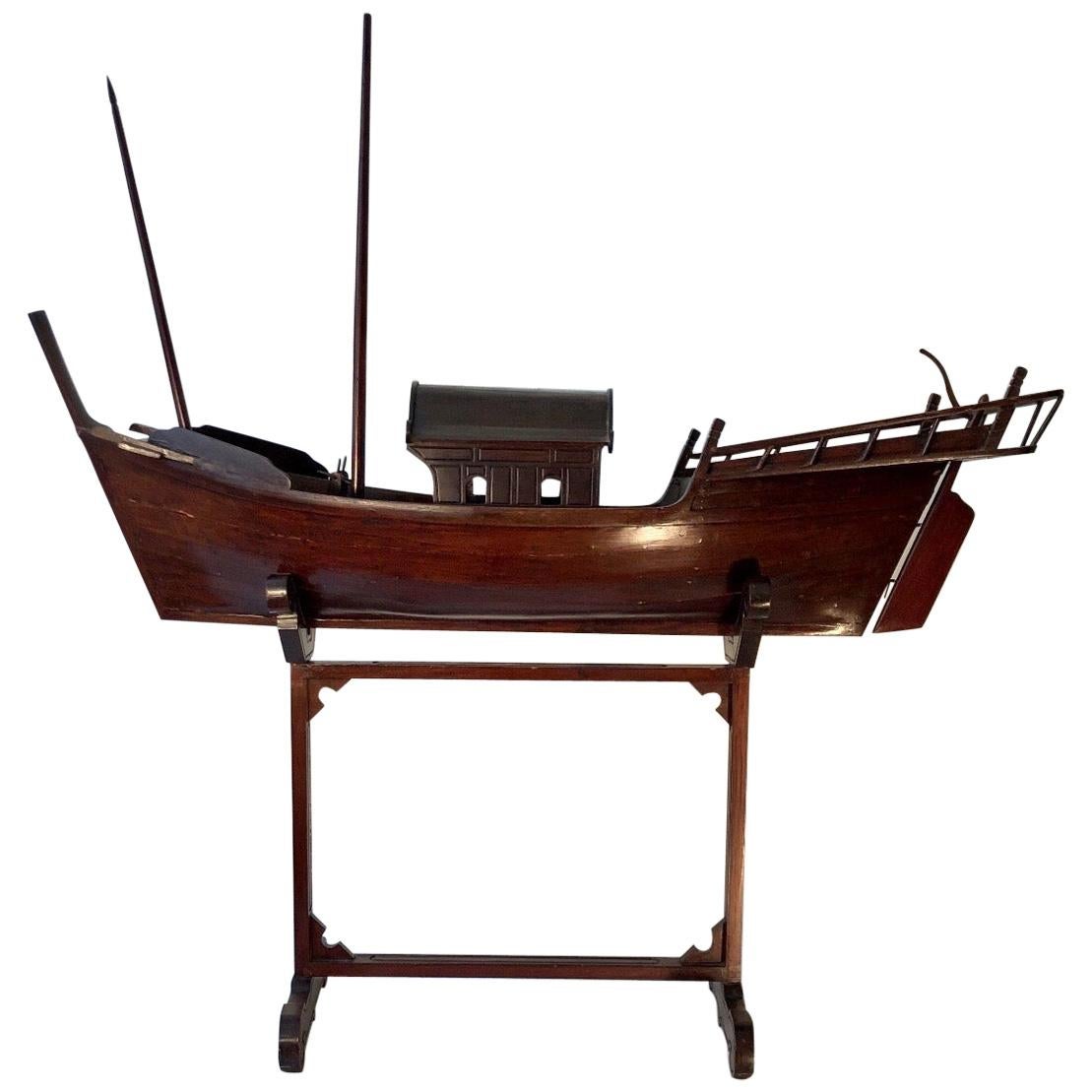 Chinese  Junk / Ship Model On Stand, Early 20th Century