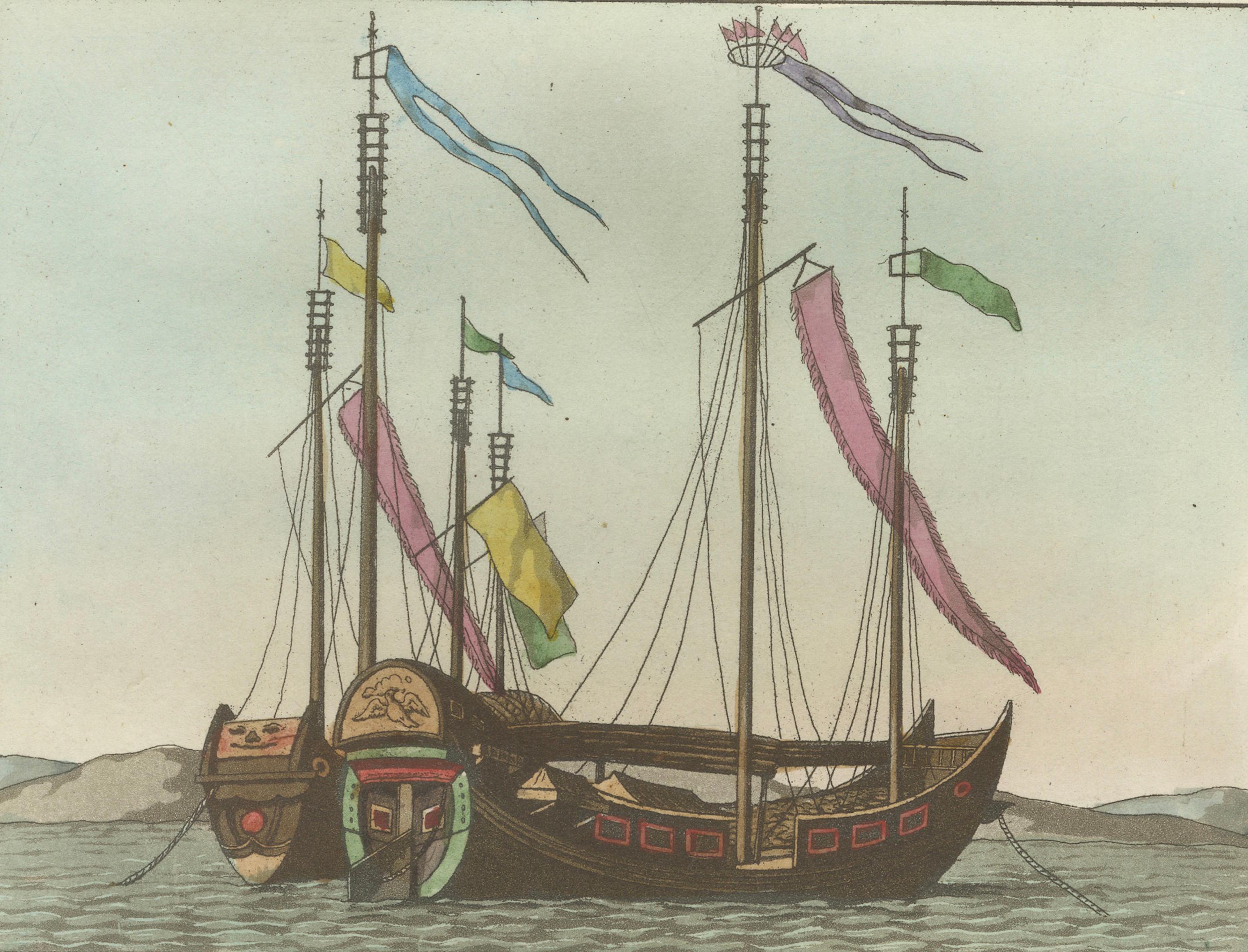 Chinese Junks and Sailing Vessels – Ferrario Il Costume Antico e Moderno, 1815