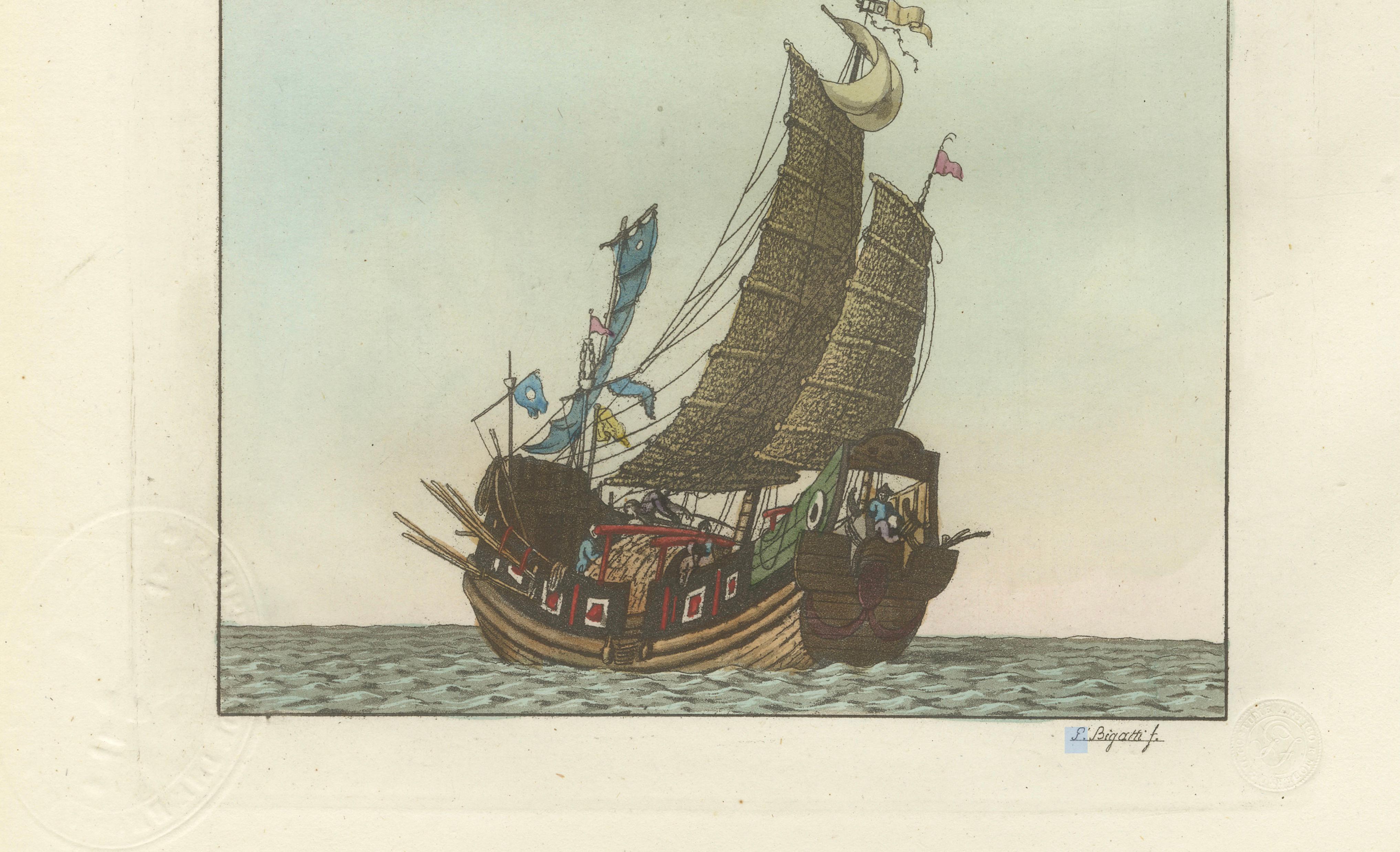 Chinese Junks and Sailing Vessels – Ferrario Il Costume Antico e Moderno, 1815