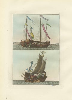 Chinese Junks and Sailing Vessels – Ferrario Il Costume Antico e Moderno, 1815