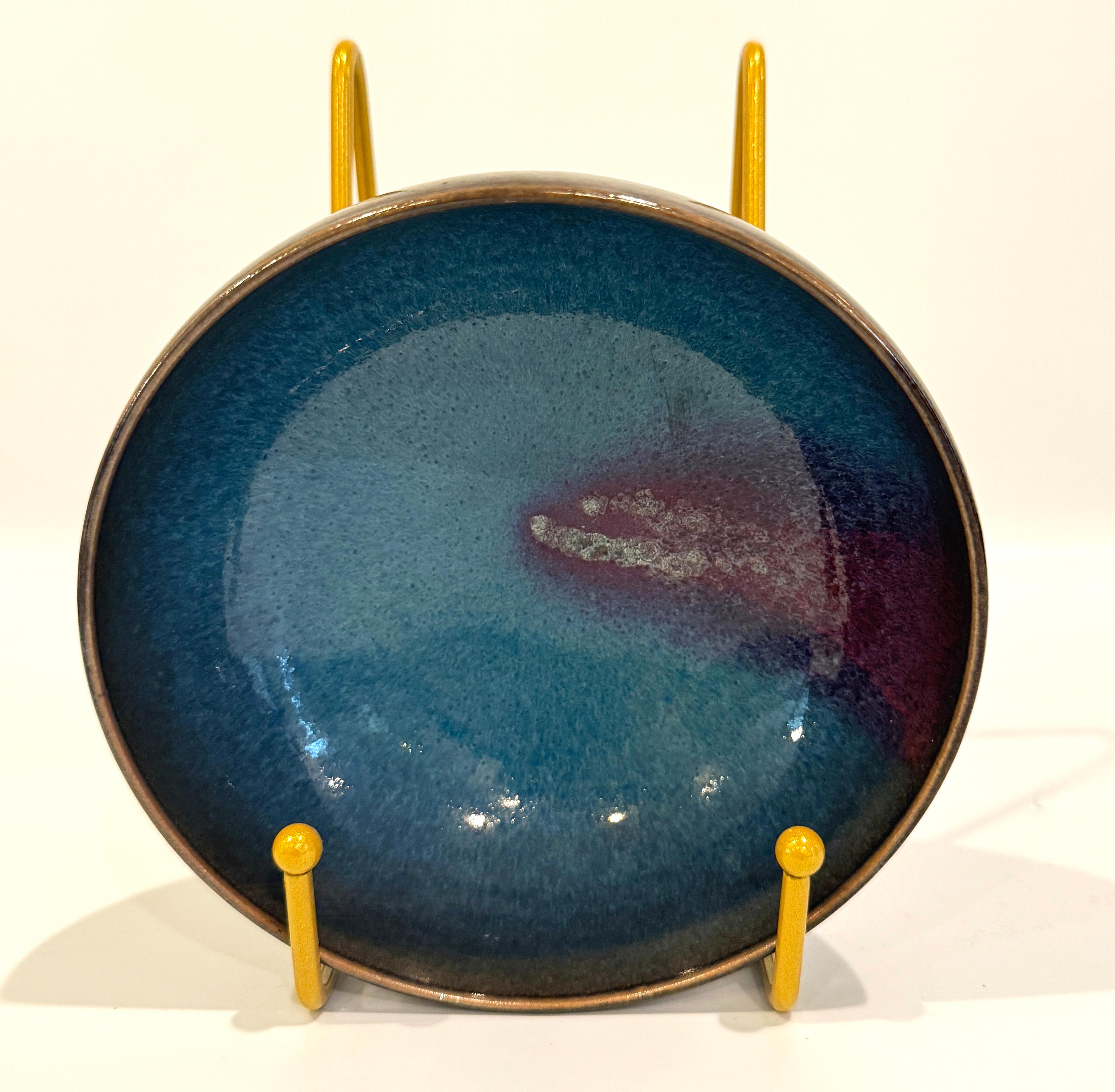 Bol à glaçure bleu éclaboussé violet de Junyao chinois en vente 1
