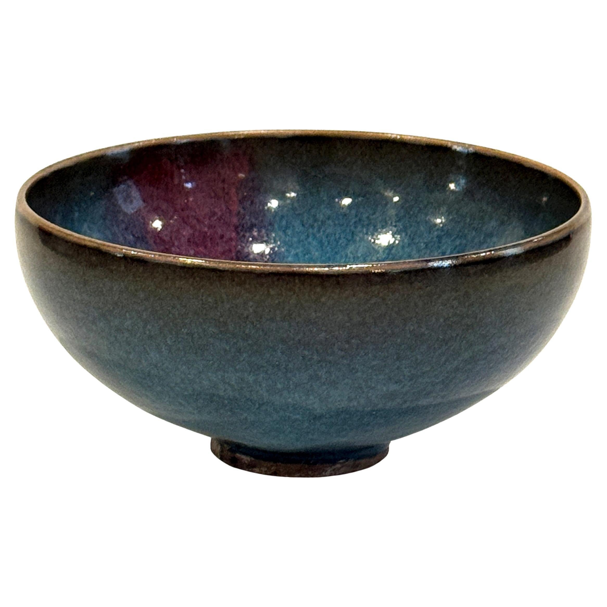 Bol à glaçure bleu éclaboussé violet de Junyao chinois