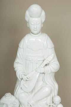 Chinese Kangxi Blanc de Chine Porcelain Model of Guanyin, 17th Century