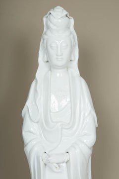 Chinese Kangxi Blanc de Chine Porcelain Model of Guanyin, 17th Century