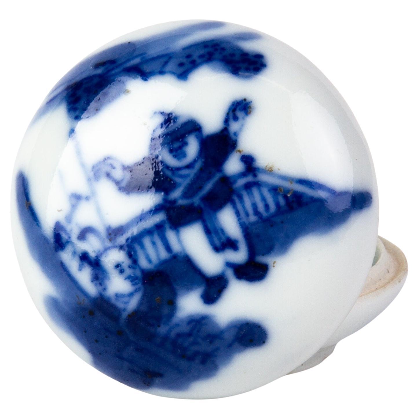 Chinese Kangxi Blue & White Fine Porcelain Lidded Paste Box 18th Century For Sale