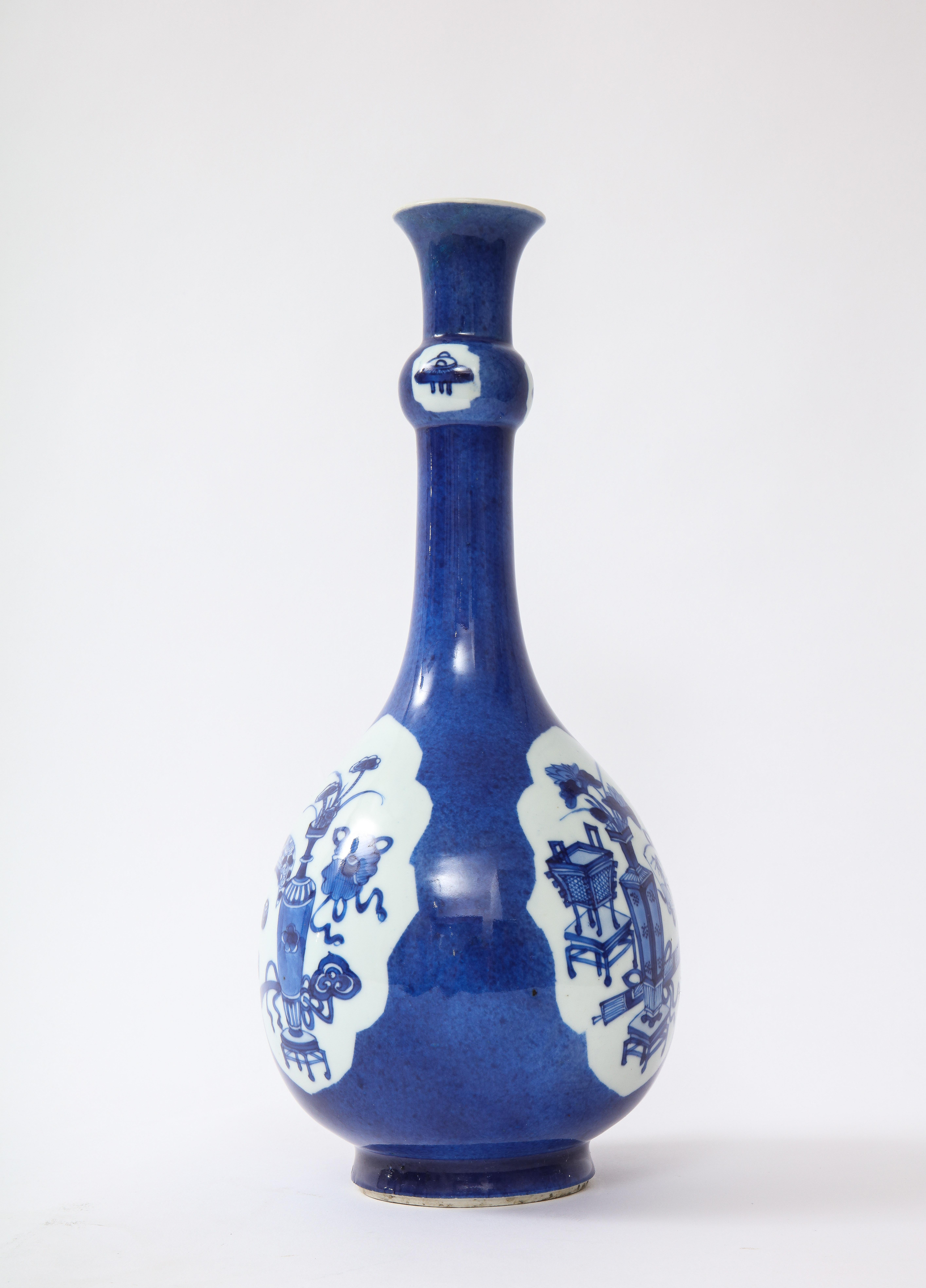 Hand-Painted Chinese Kangxi Blue/White Pear Form Porcelain Vase, Collection of Herbert Hoover