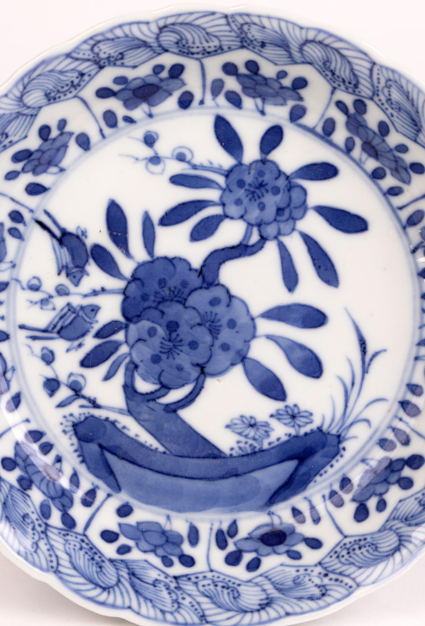 Chinese Kangxi Floral Painted Blue and White Porcelain Dish 4