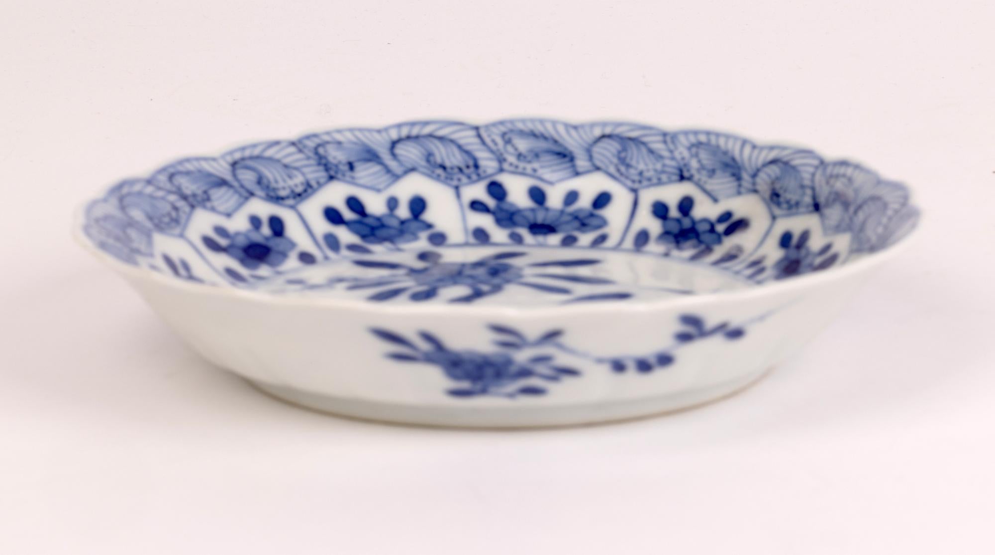 Chinese Kangxi Floral Painted Blue and White Porcelain Dish 8
