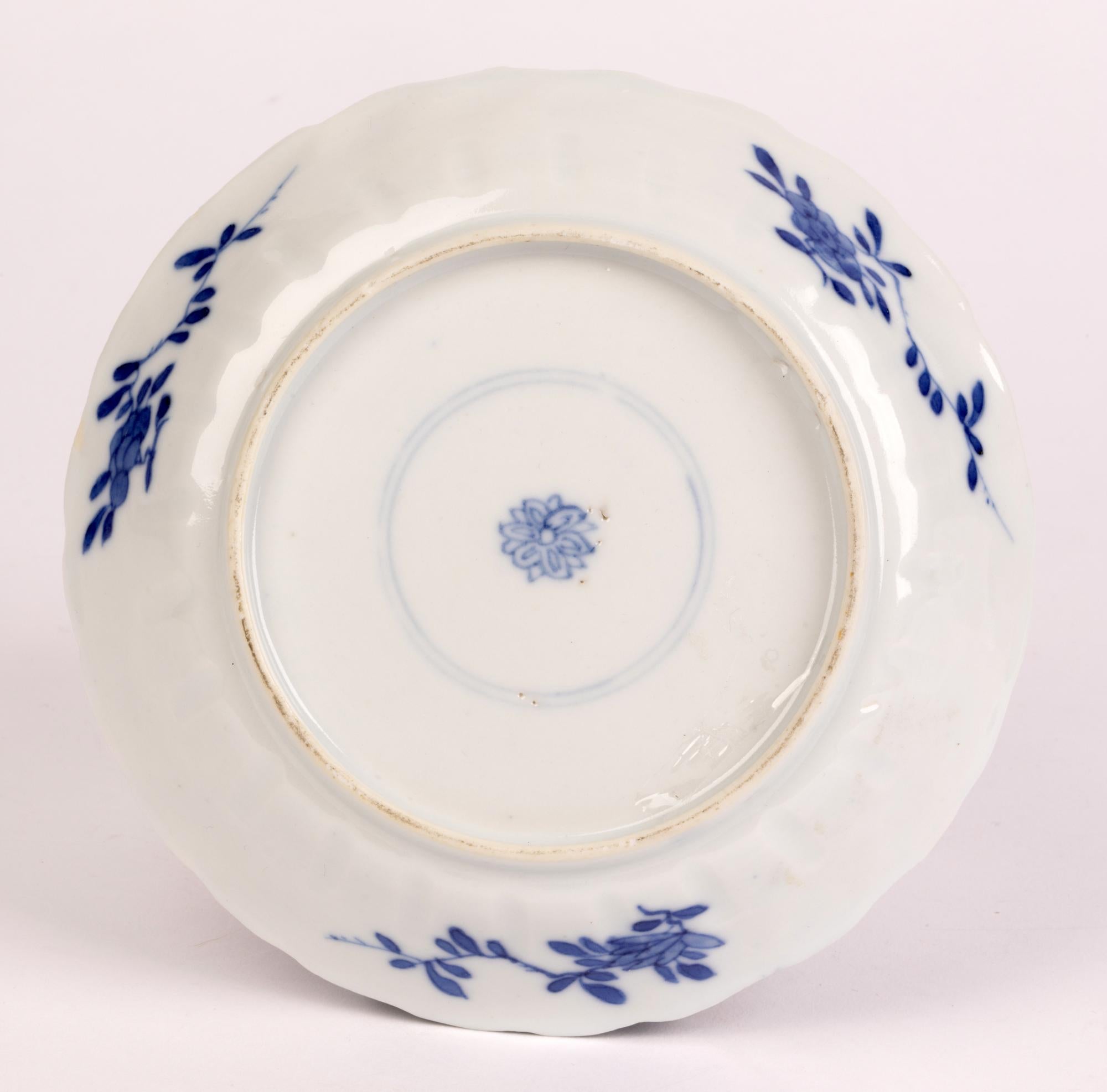 18th Century and Earlier Chinese Kangxi Floral Painted Blue and White Porcelain Dish
