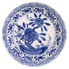 Chinese Kangxi Floral Painted Blue and White Porcelain Dish