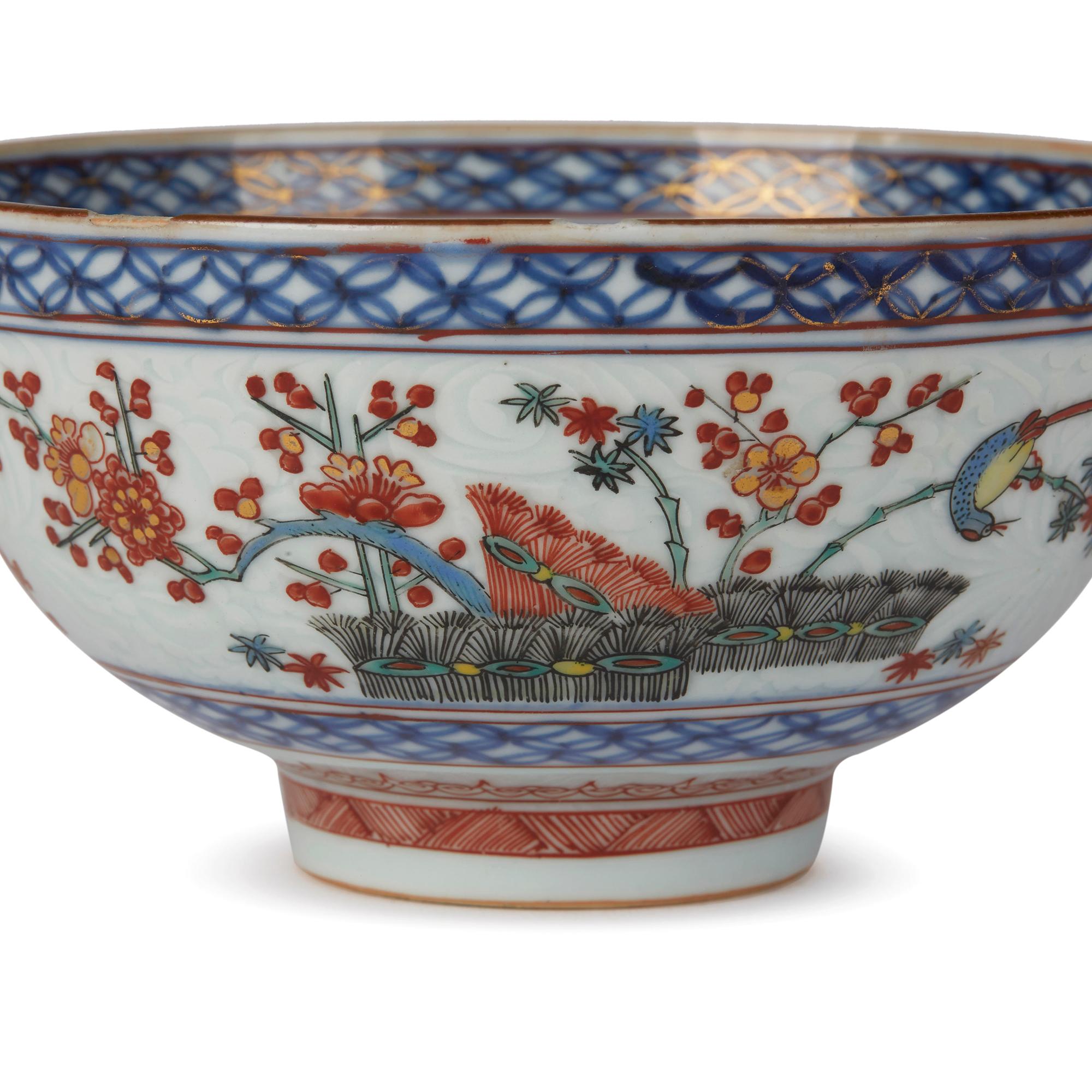 Chinese Kangxi Kakiemon Ware Bird and Tiger Bowl Early 18th Century 4