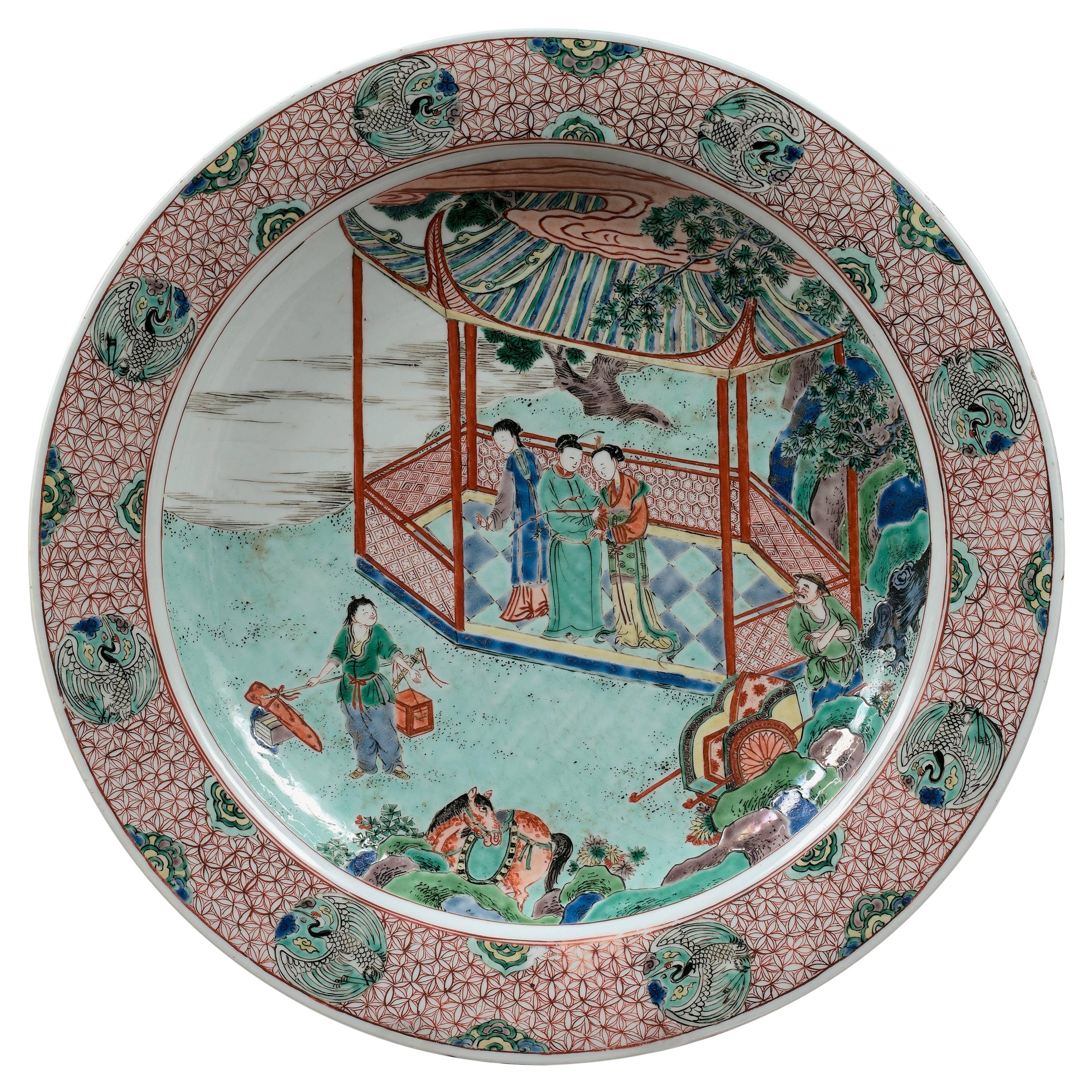 Chinese Kangxi Period Early 18th Century Famille Verte Porcelain Dish For Sale