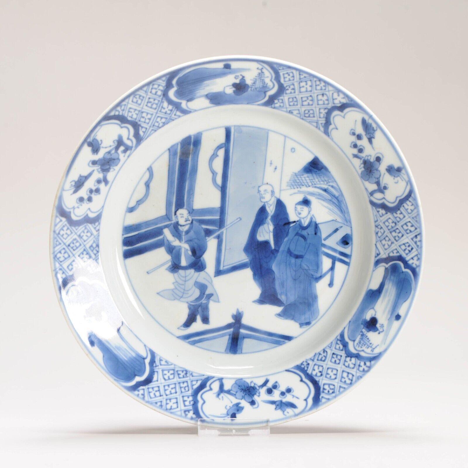 Chinese Kangxi Period Porcelain Dish Romance of the Western Chamber Blue White For Sale 3