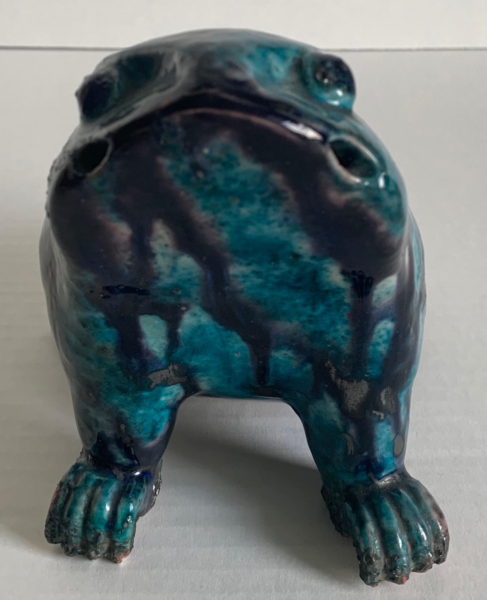 Chinese Export Chinese Kangxi Period Porcelain Glazed Figure of a Frog For Sale