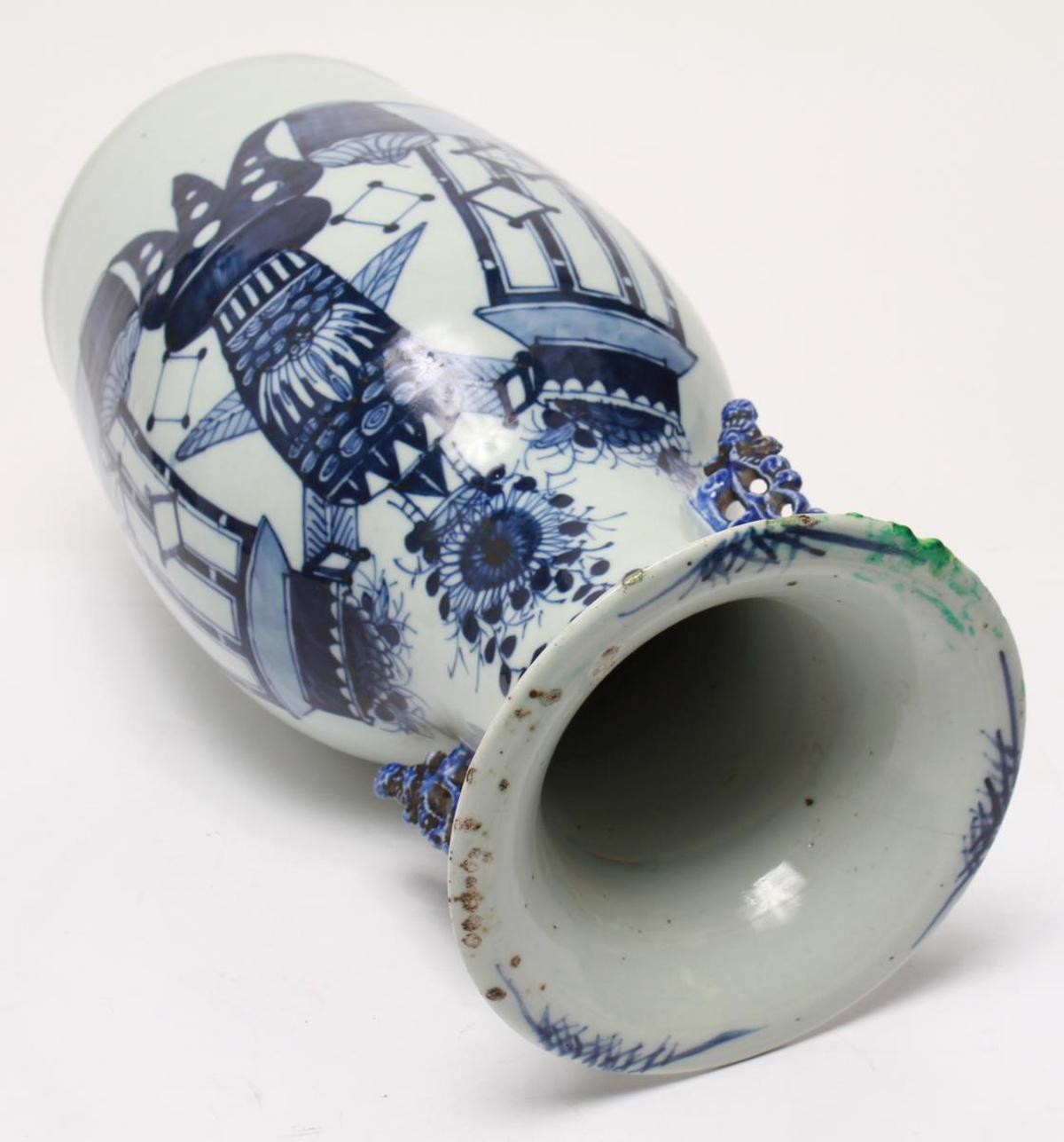 Ceramic Chinese Kangxi Revival Porcelain Vase in Blue and White Underglaze