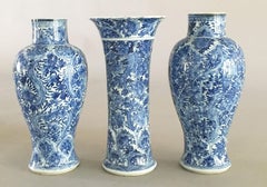 Chinese Kangxi Three-Piece Blue and White Garniture Set