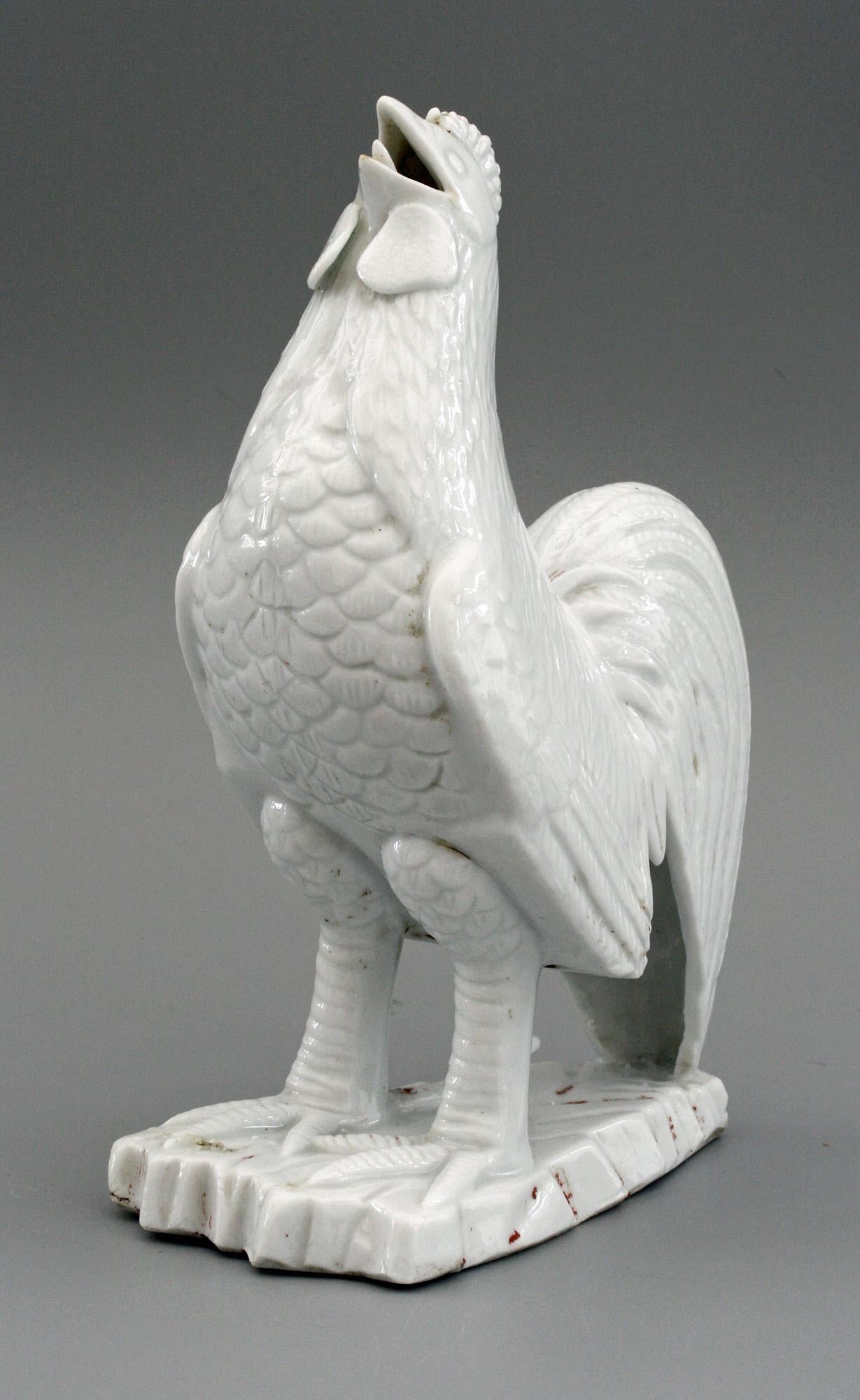 Chinese Kangxi Very Rare Blanc De Chine Porcelain Cockerel, 1662-1722 For Sale 5