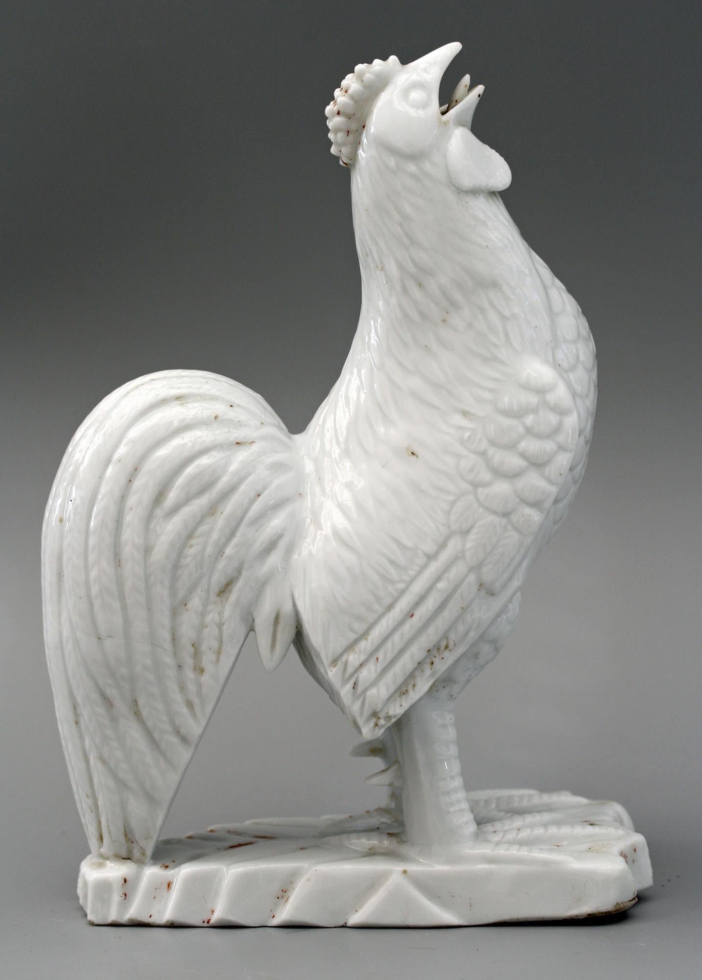 Chinese Kangxi Very Rare Blanc De Chine Porcelain Cockerel, 1662-1722 In Good Condition For Sale In Bishop's Stortford, Hertfordshire