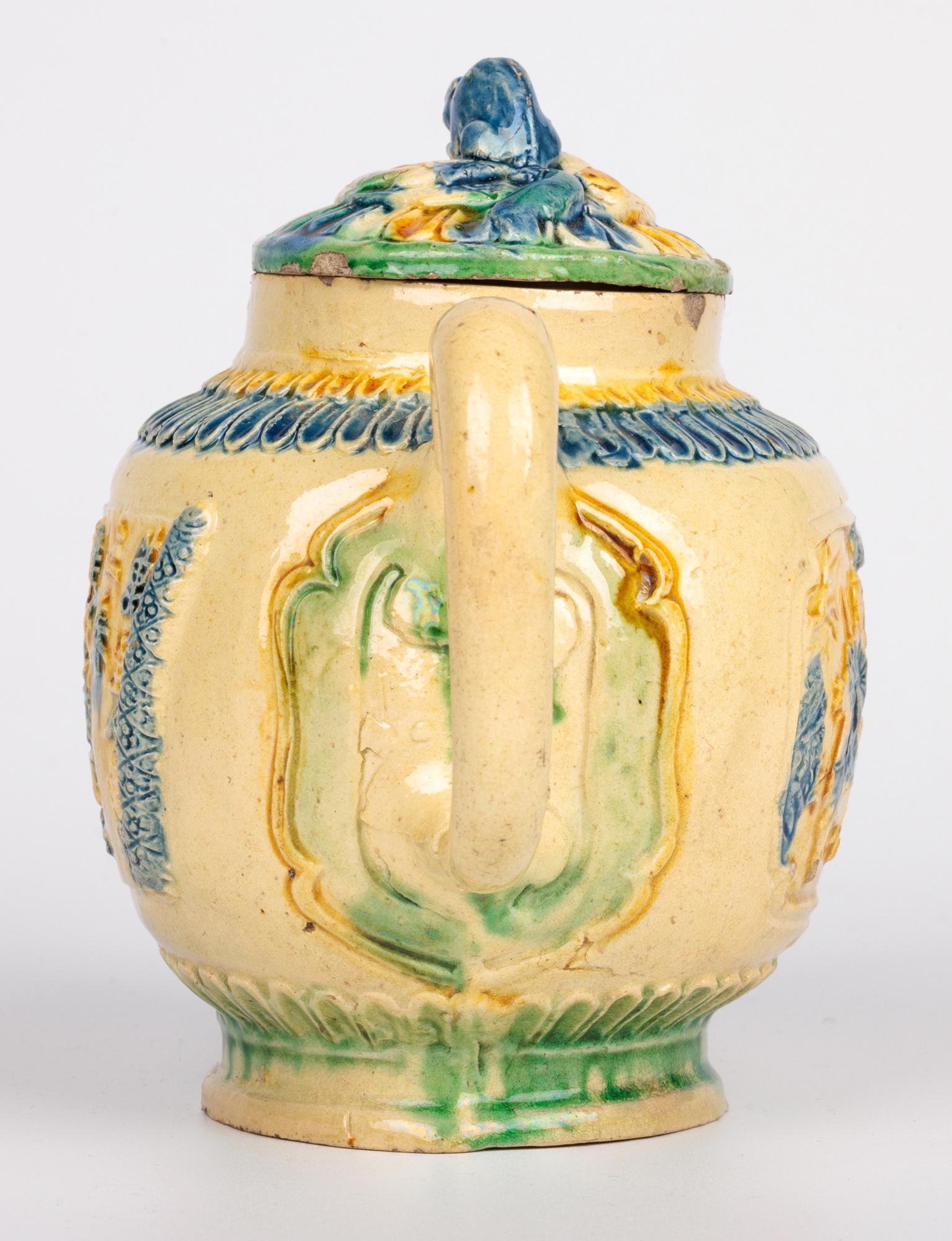 18th Century and Earlier Chinese Kangxi Yixing Sancai Glazed Teapot with Rat Finial For Sale