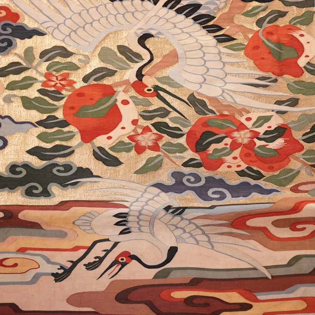 19th Century Chinese Kesi 'Silk Tapestry Weave' Chair Cover Panel, Qing Dynasty For Sale