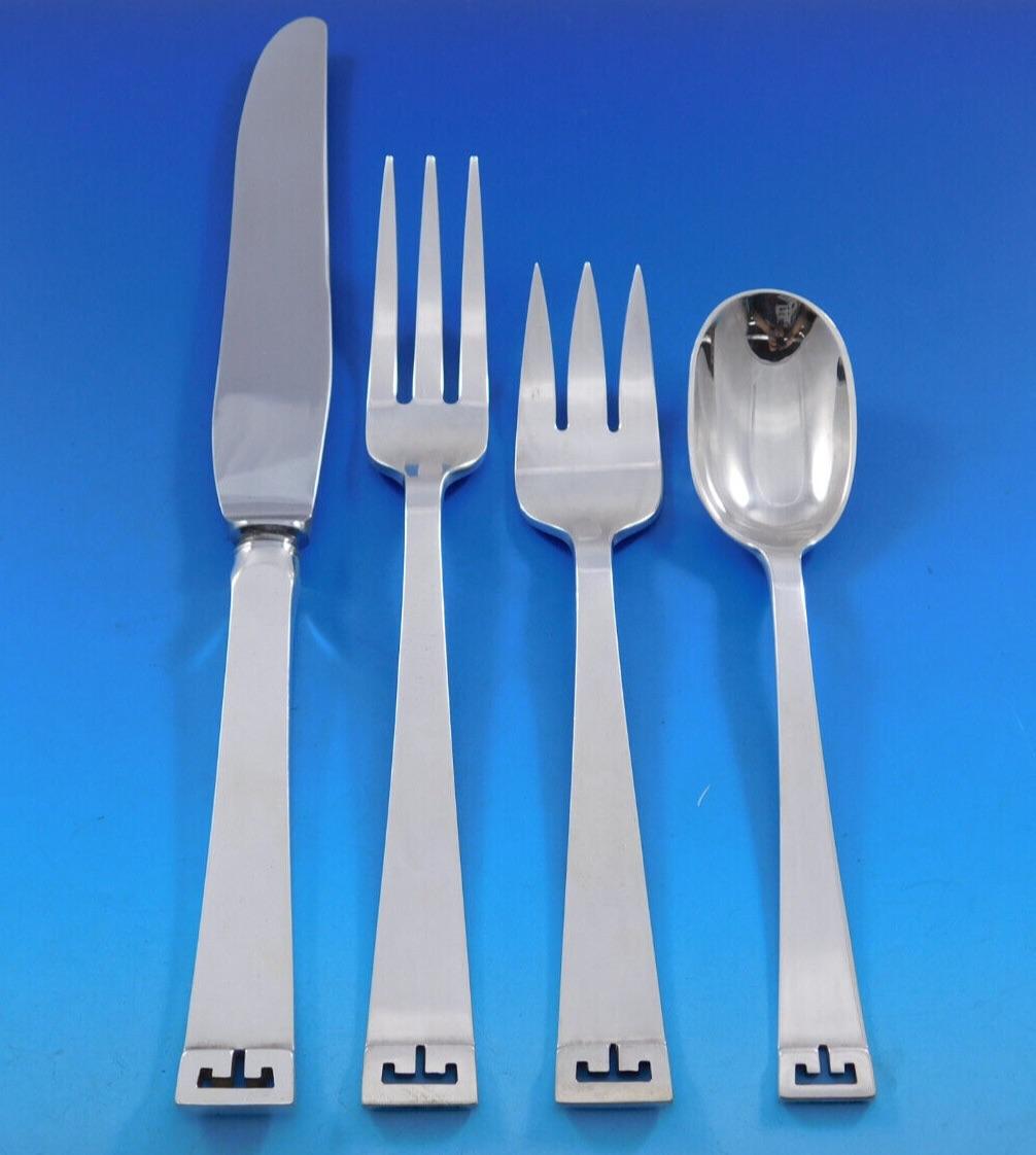 Ensemble de couverts en argent sterling 8 personnes 53 pièces dîner Chinese Key par Allan Adler en vente 3