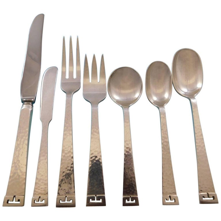 Chinese Key by Allan Adler Sterling Silver Flatware Set Service 72 Pcs