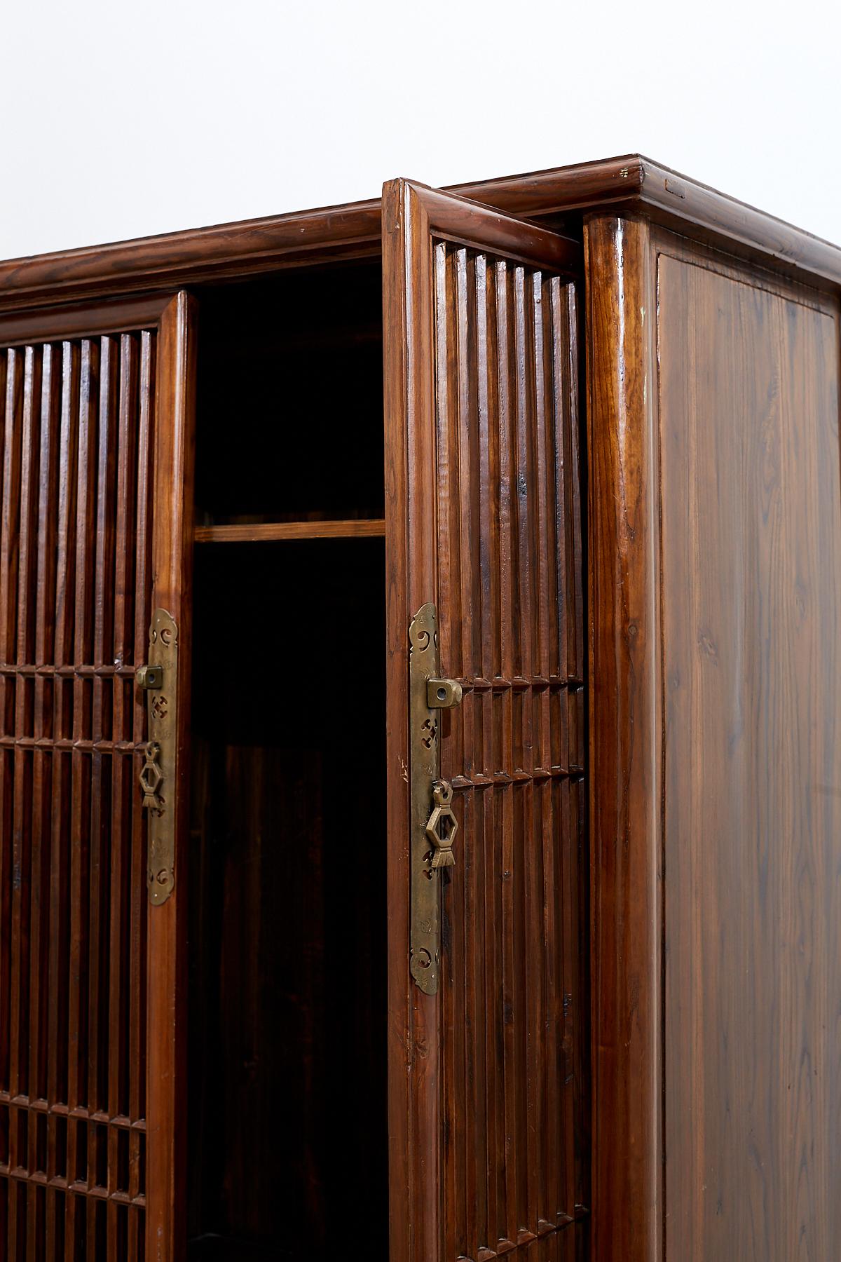 Chinese Kitchen Cabinet with Geometric Lattice Doors 10