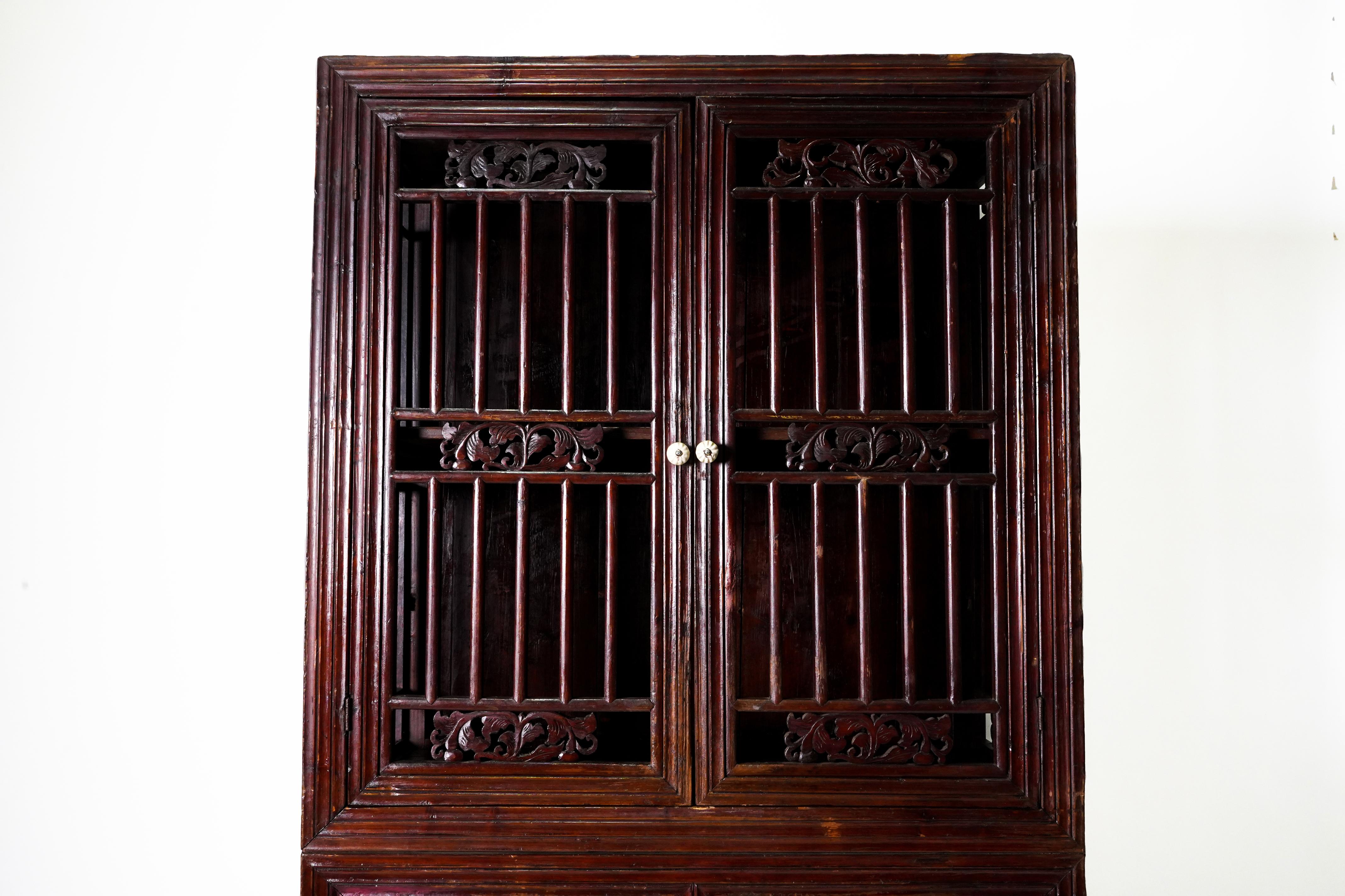 Chinese Kitchen Cabinet with Lattice Doors 2