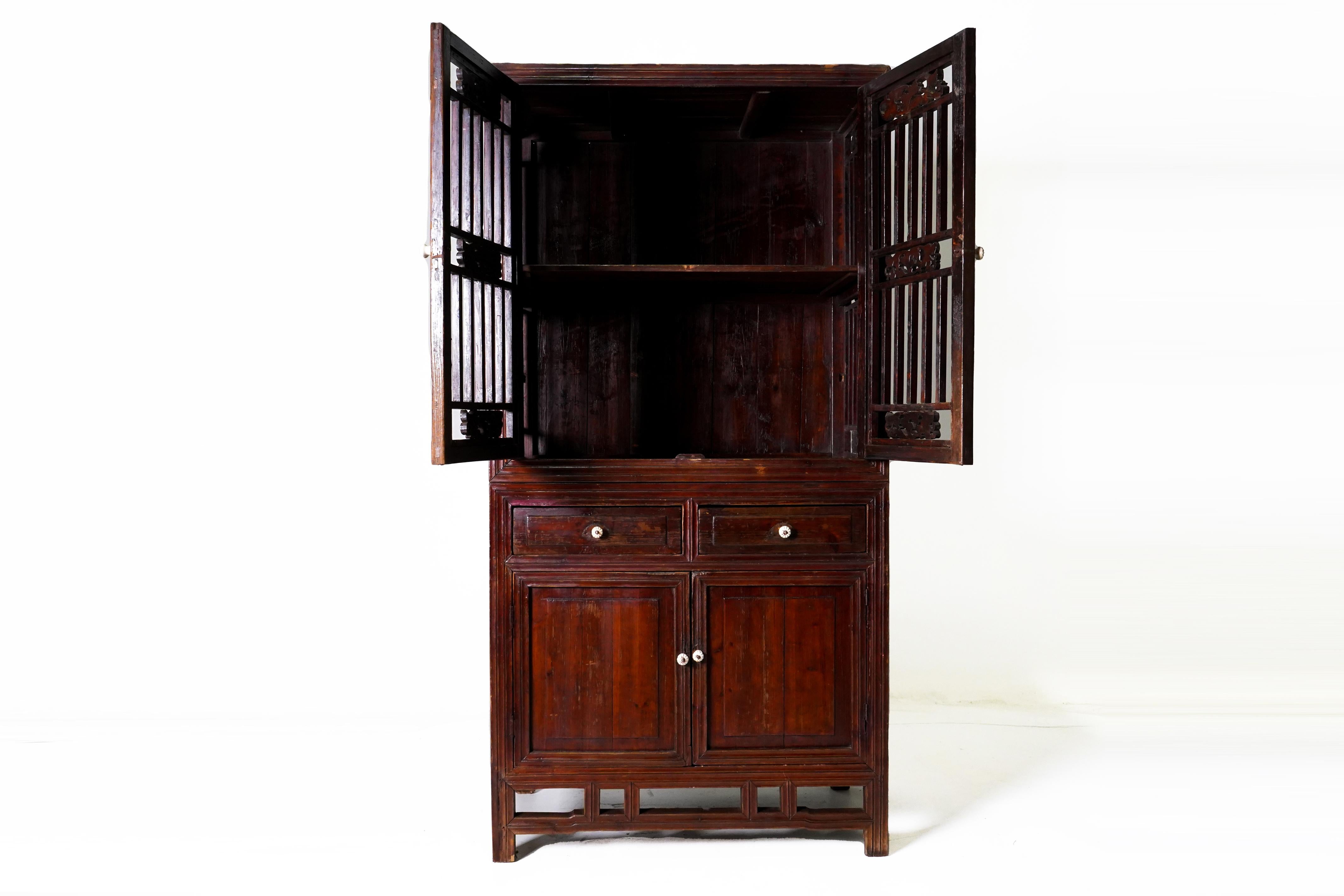Chinese Kitchen Cabinet with Lattice Doors 3