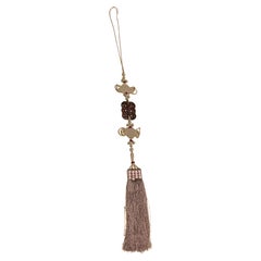 Chinese Knotted Silk Tassel with Interlocking Coins Charm