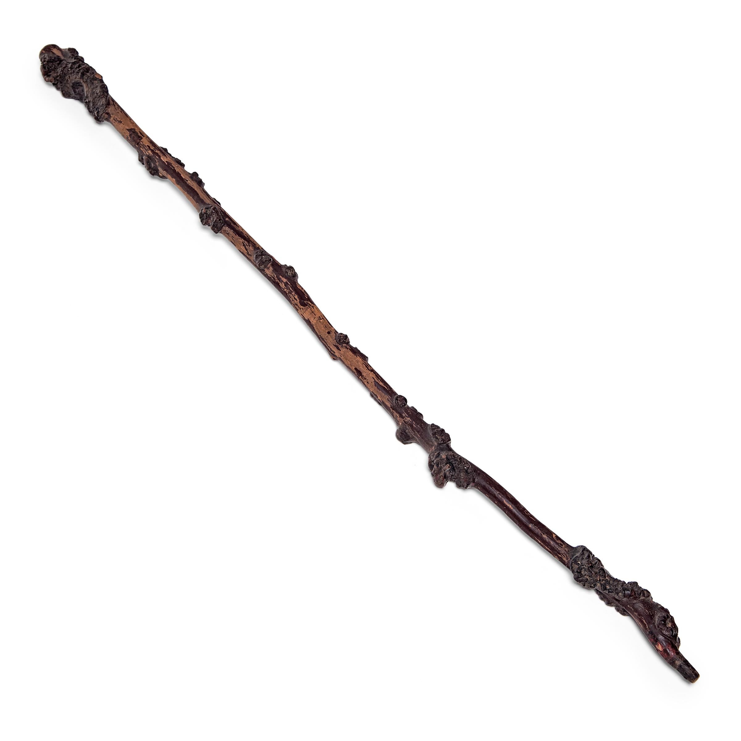 Hand-Carved Chinese Knotted Walking Stick, c. 1900