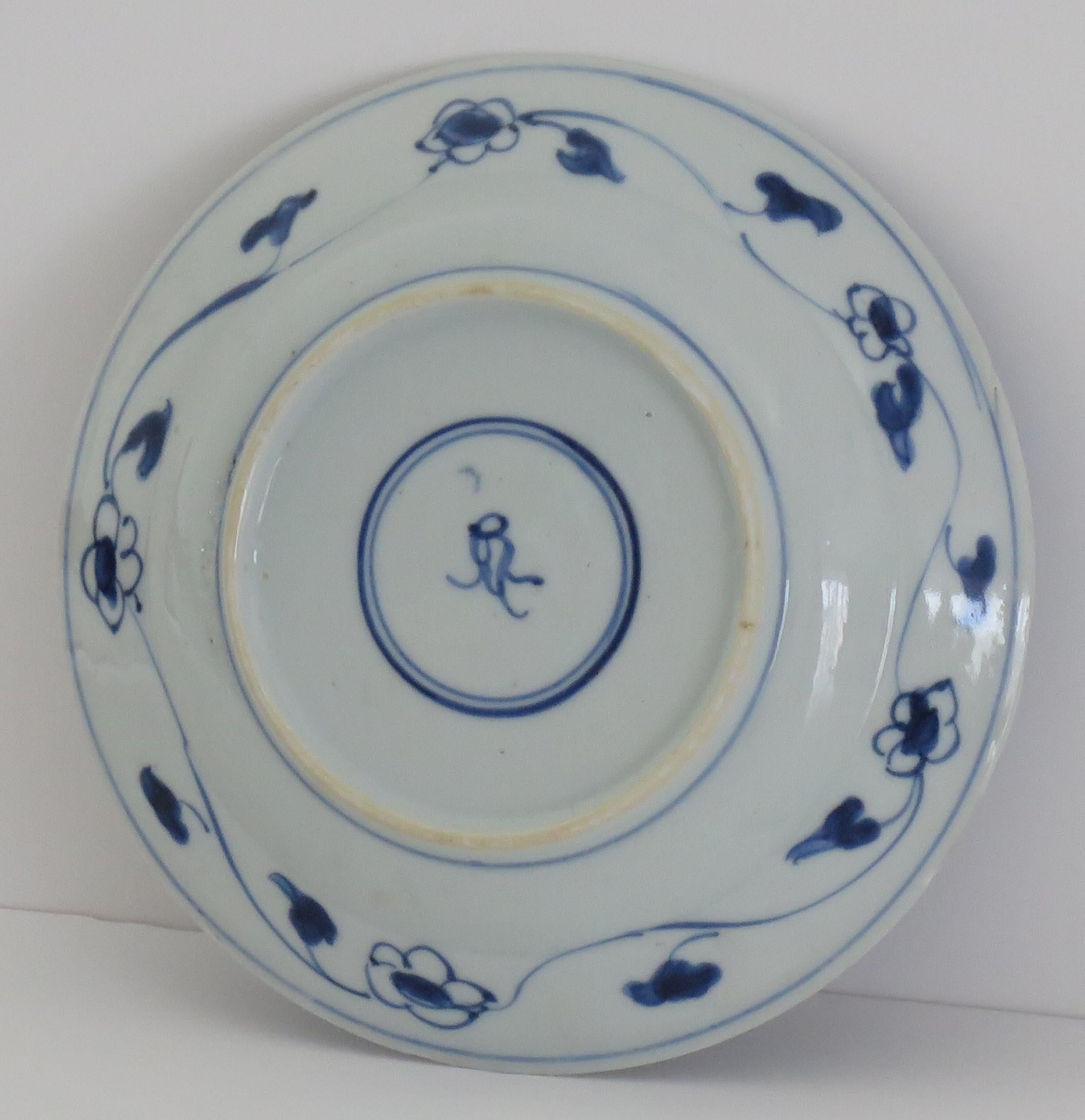 Chinese Kraak period Plate or Dish Porcelain Blue and White, Ming Wanli, Ca 1610 For Sale 9