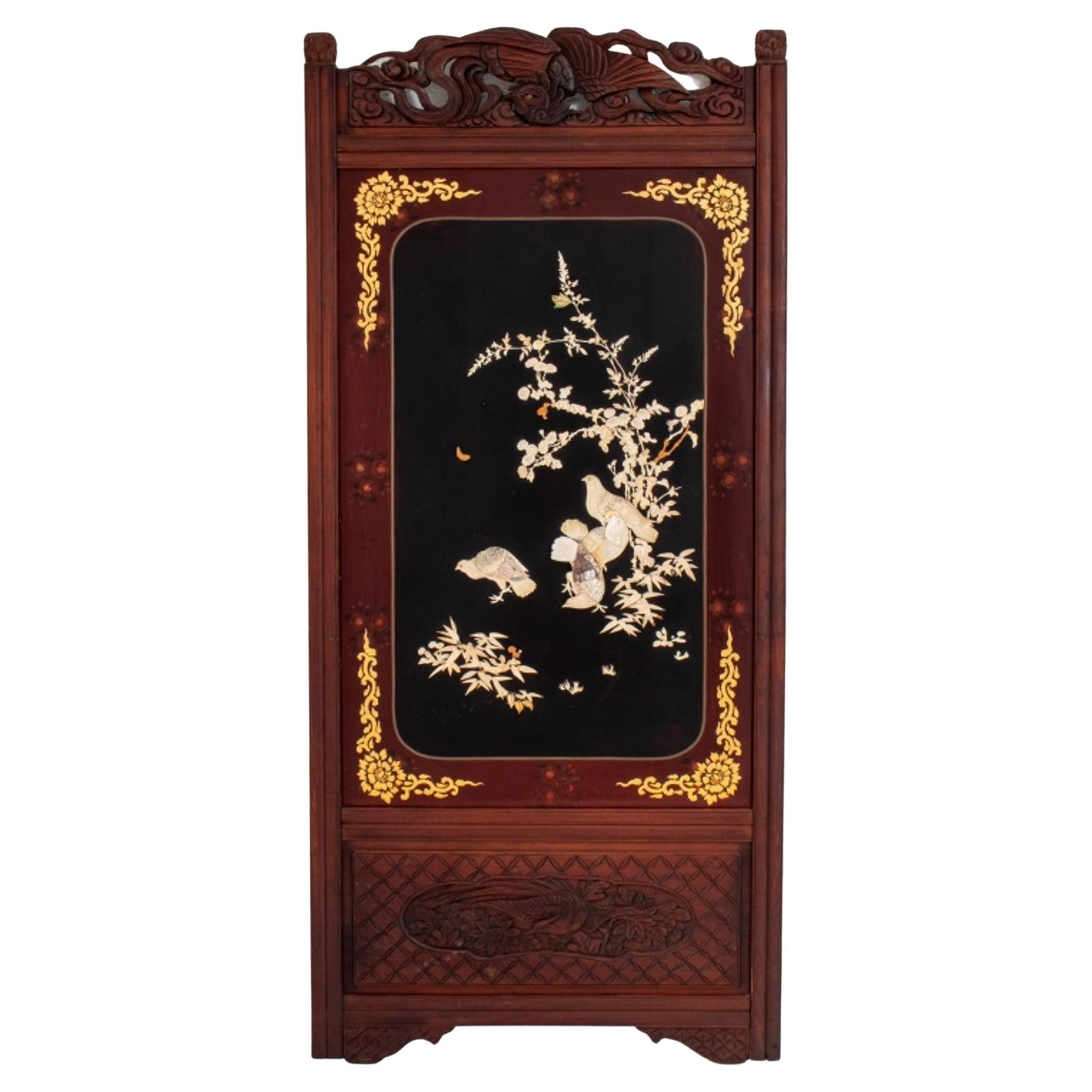 Chinese Lacquer and Abalone Screen Panel