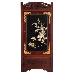 Antique Chinese Lacquer and Abalone Screen Panel