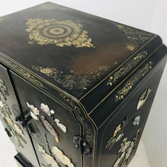 Chinese Lacquer and Hardstone Bar Cabinet