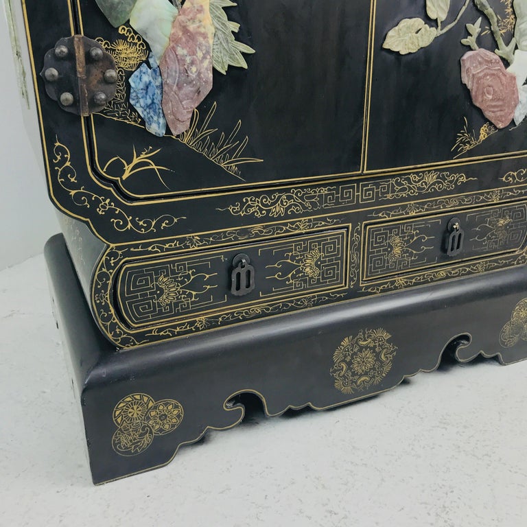 Chinese Lacquer and Hardstone Bar Cabinet at 1stDibs