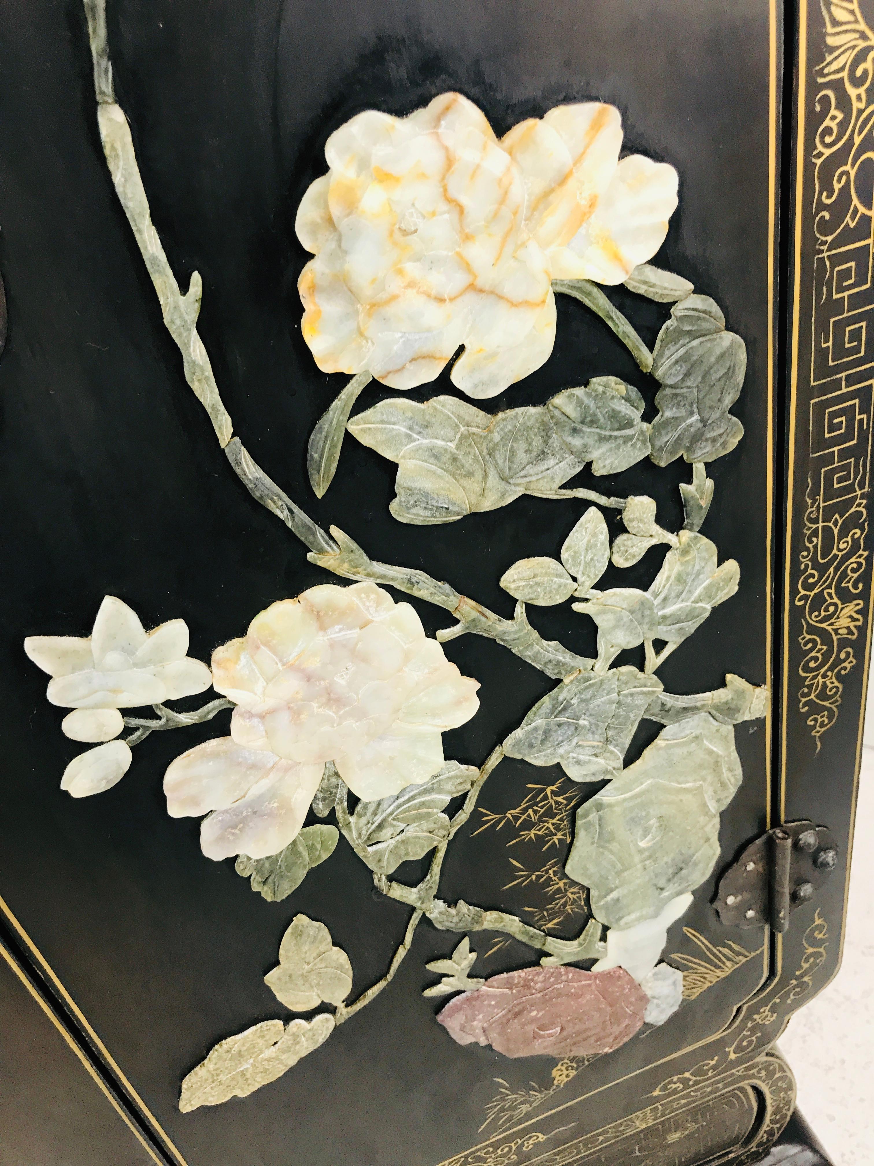 Mid-20th Century Chinese Lacquer and Hardstone Bar Cabinet