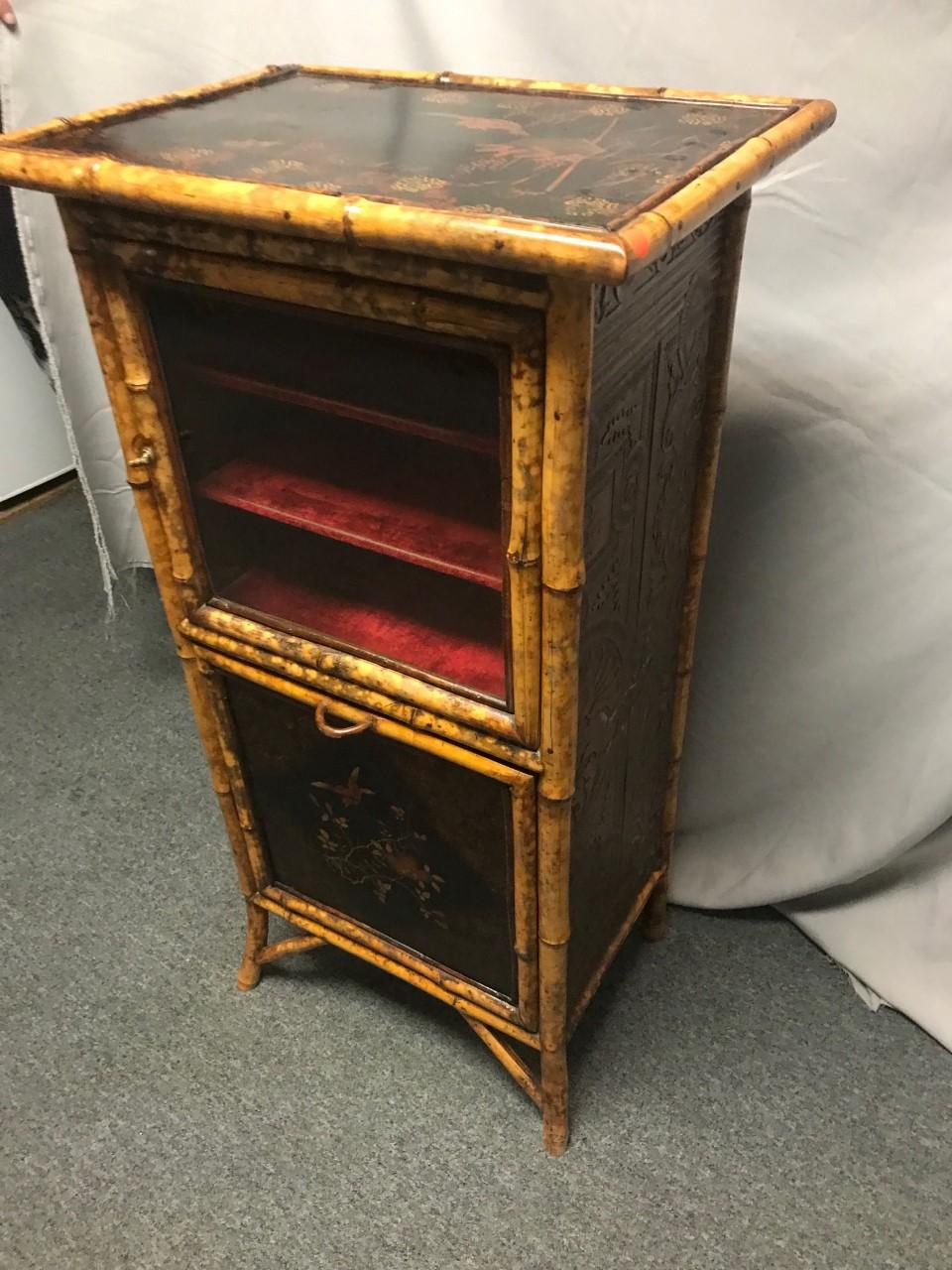 Chinese Lacquer Bamboo Cabinet 5
