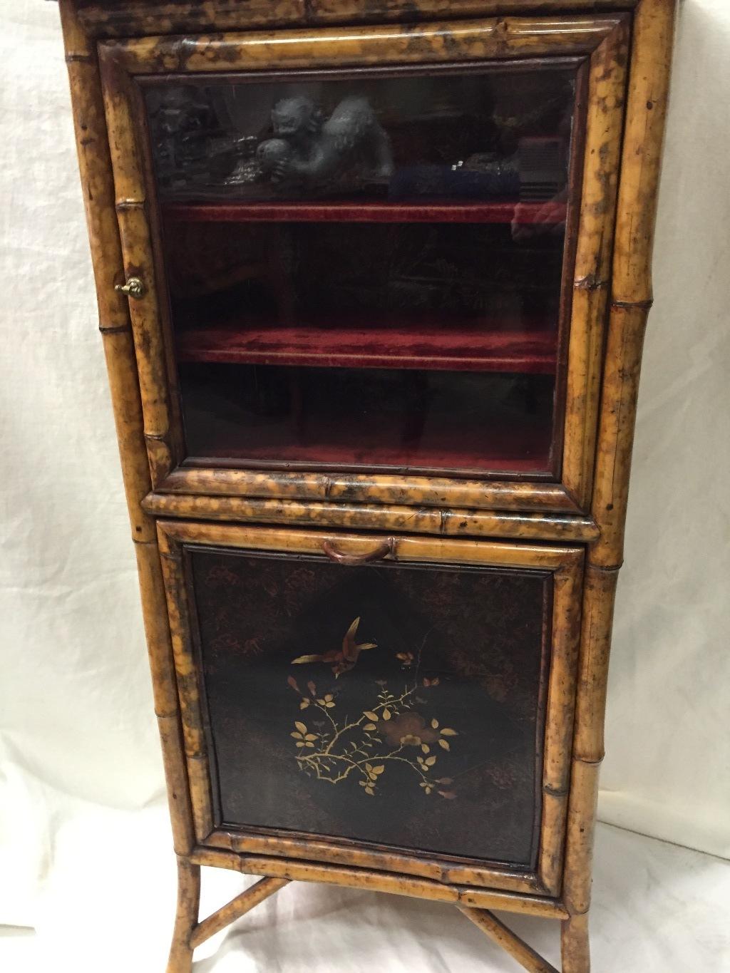 Lacquered Chinese Lacquer Bamboo Cabinet