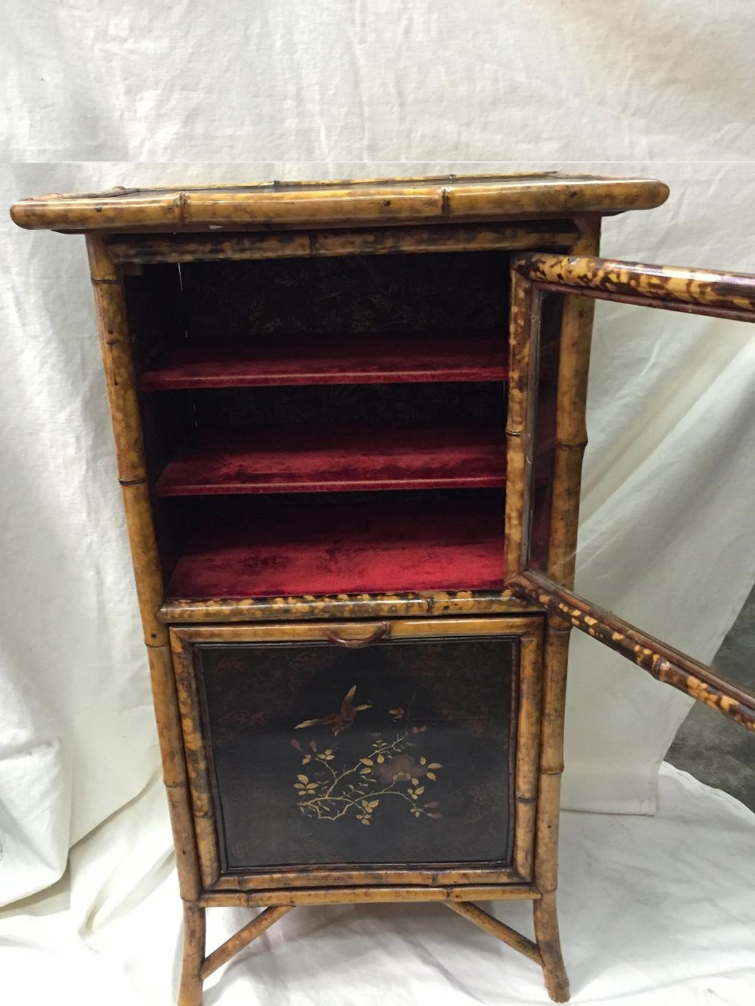 20th Century Chinese Lacquer Bamboo Cabinet