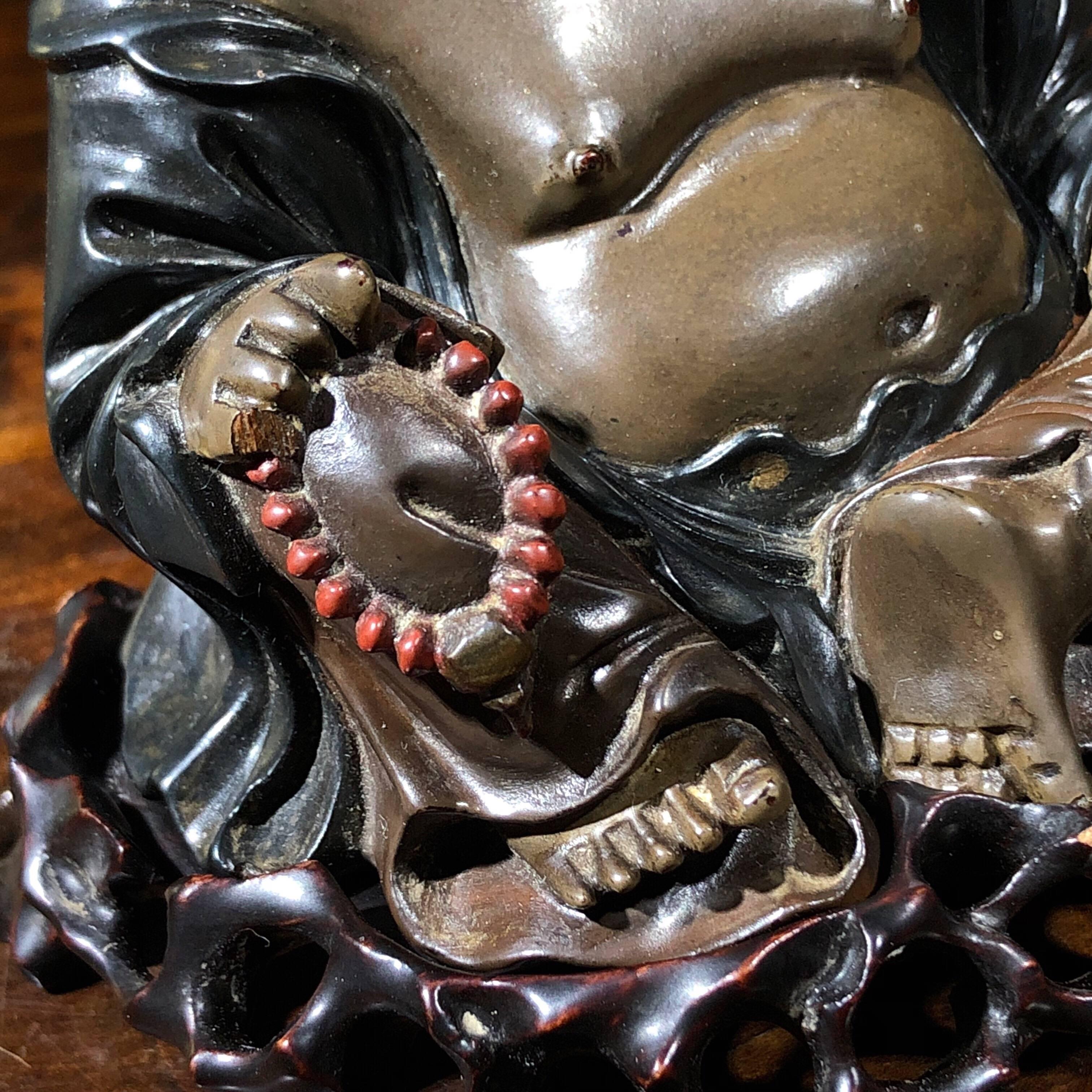19th Century Chinese Lacquer Buddha and Stand, Du Hua, FooChow, circa 1900 For Sale