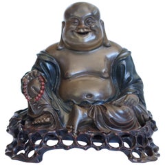Chinese Lacquer Carved Wood Buddha by Du Hua of Foo Chow, circa 1900