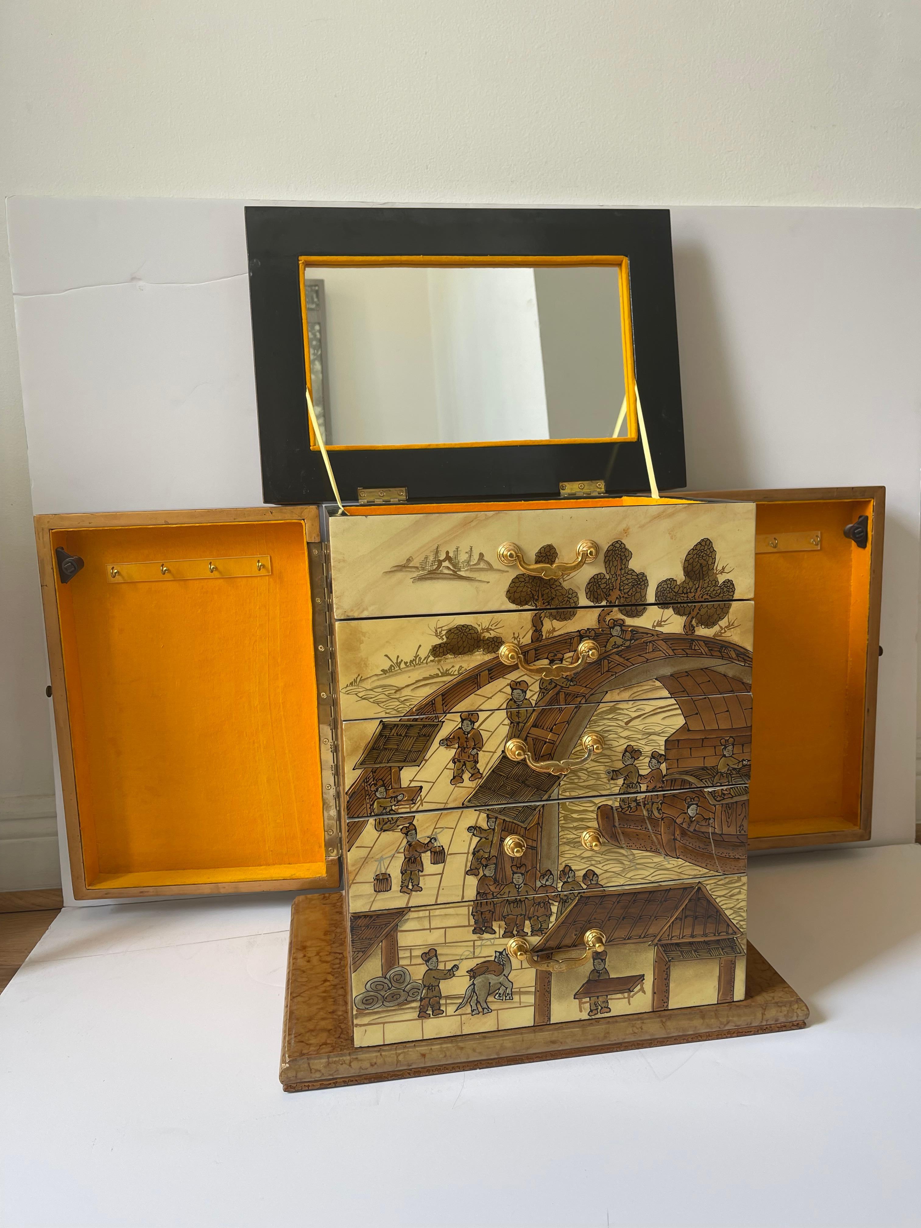 Joyero Chino Lacado Chinoiserie en venta 1