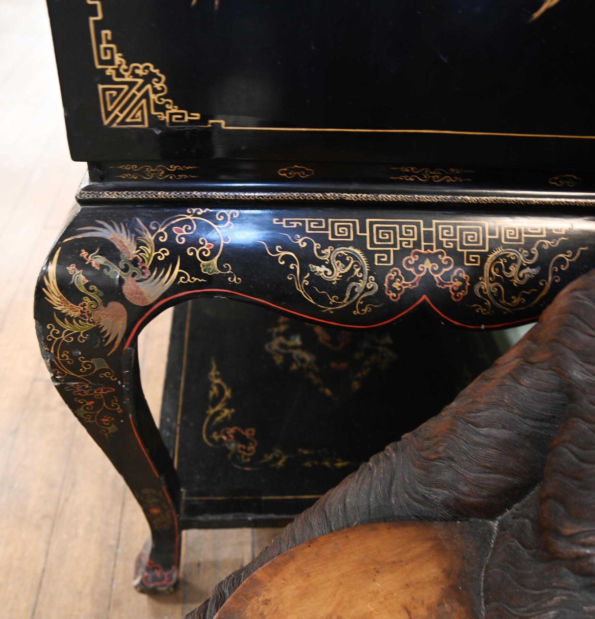 Mobile da cocktail in lacca cinese Chinoiserie 1910 in vendita 2